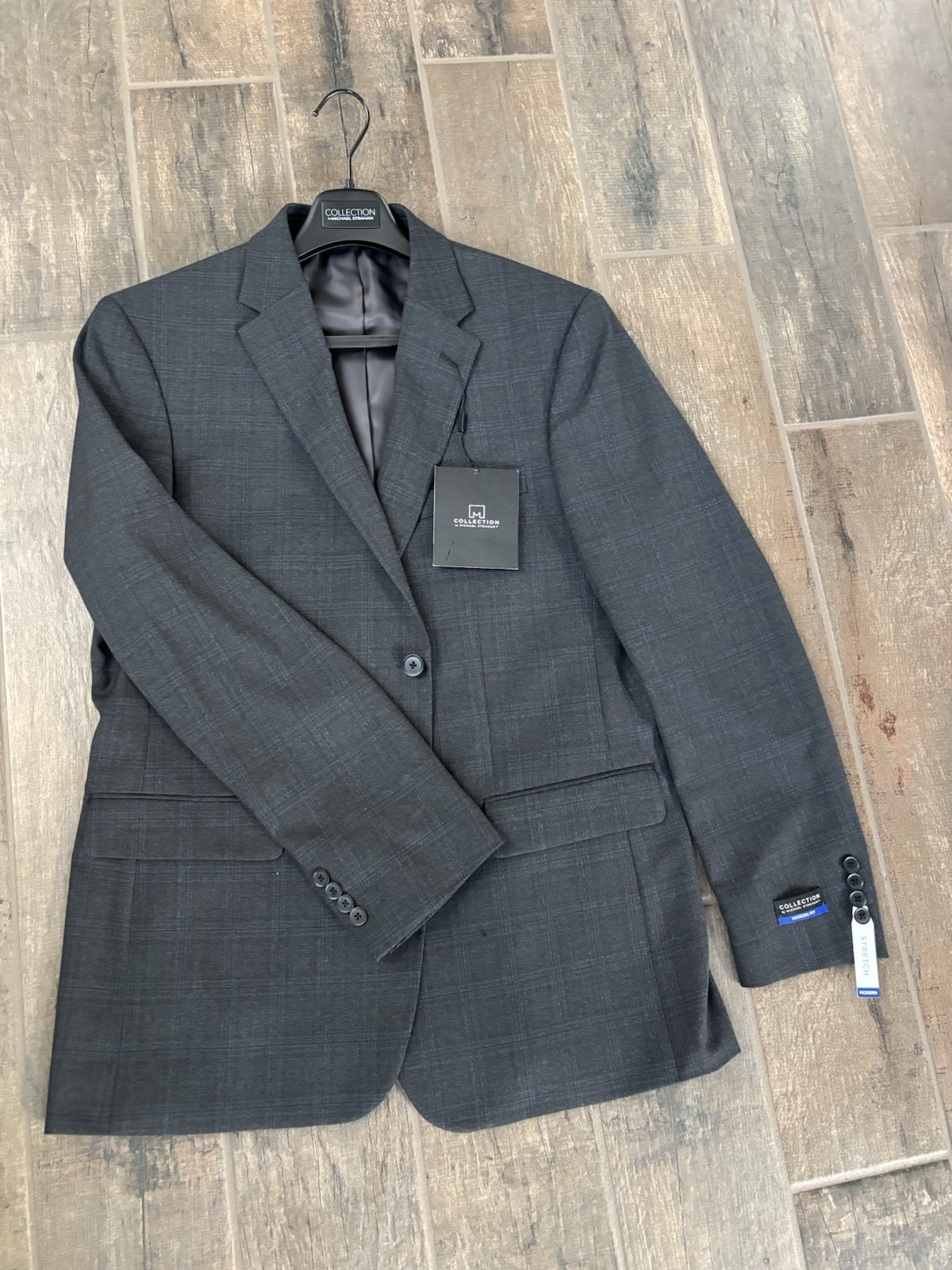 Michael Strahan Collection Suit Jacket Blazer Coat Mens 46Long NWT Dark Grey