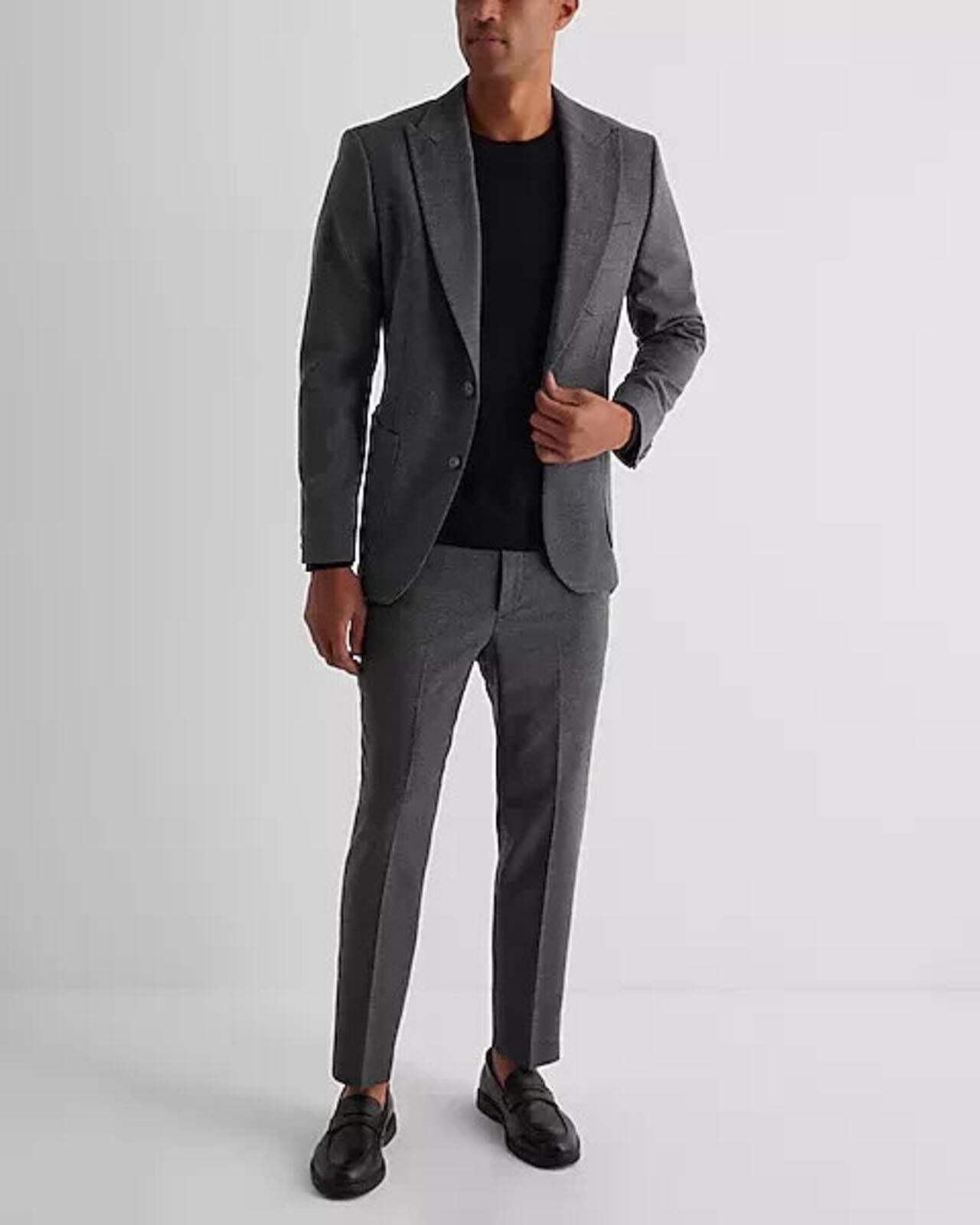 New Express Extra Slim Gray Wool-Blend Flannel Suit Jacket 40R *Retail $298*
