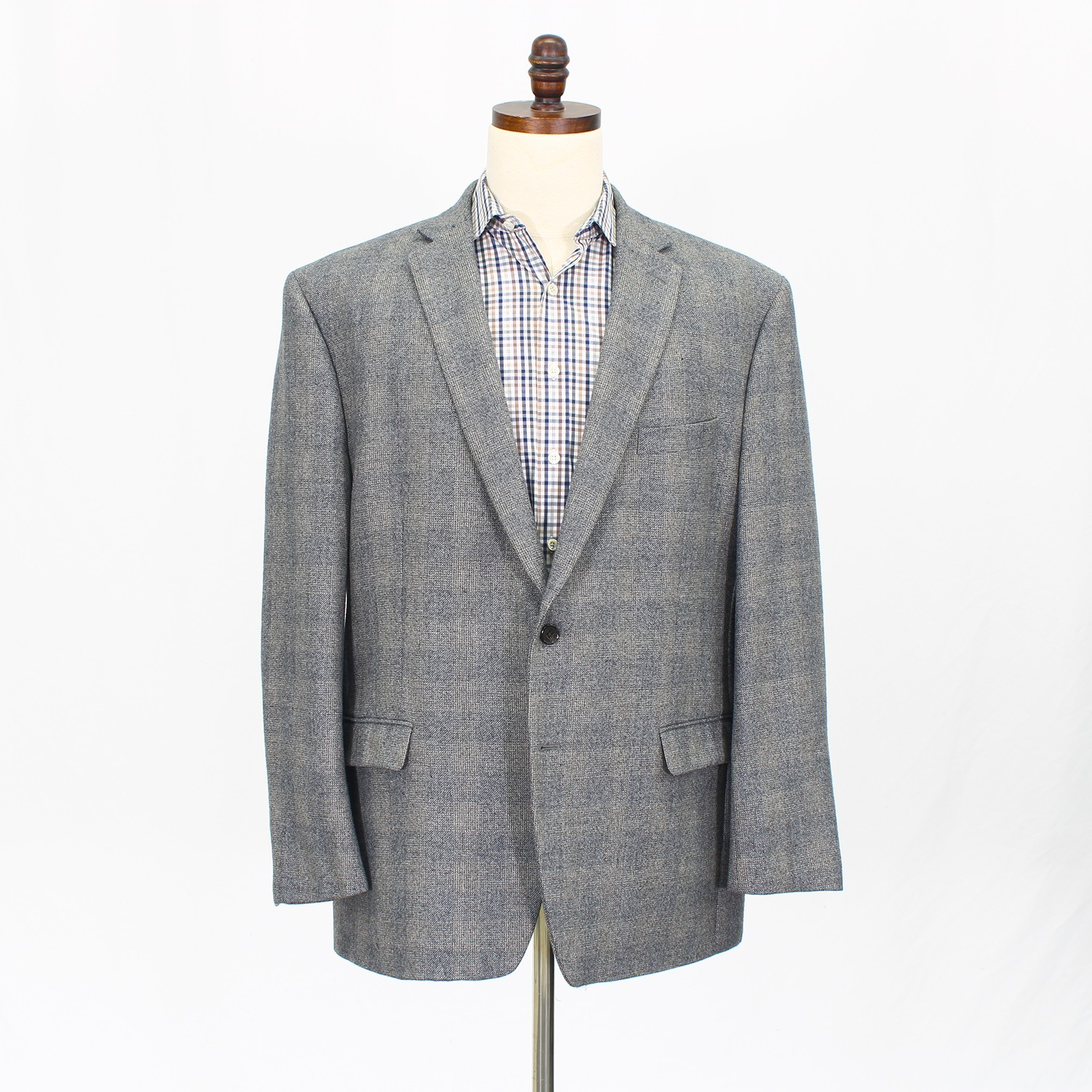 Ralph Lauren 48R Gray Sport Coat Blazer Jacket Check 2-Button Wool