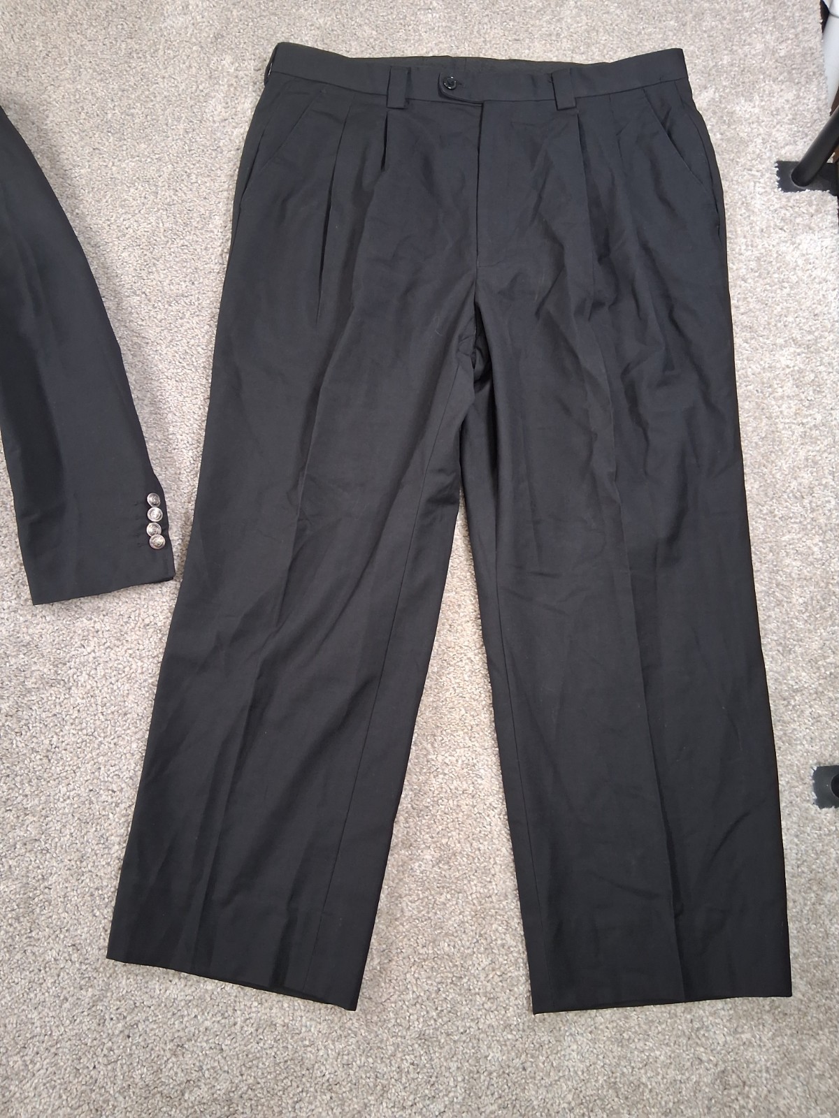 Inserch Mens Jacket XL Pants 38×26.5 Black Button Up Pockets Polyester Blend