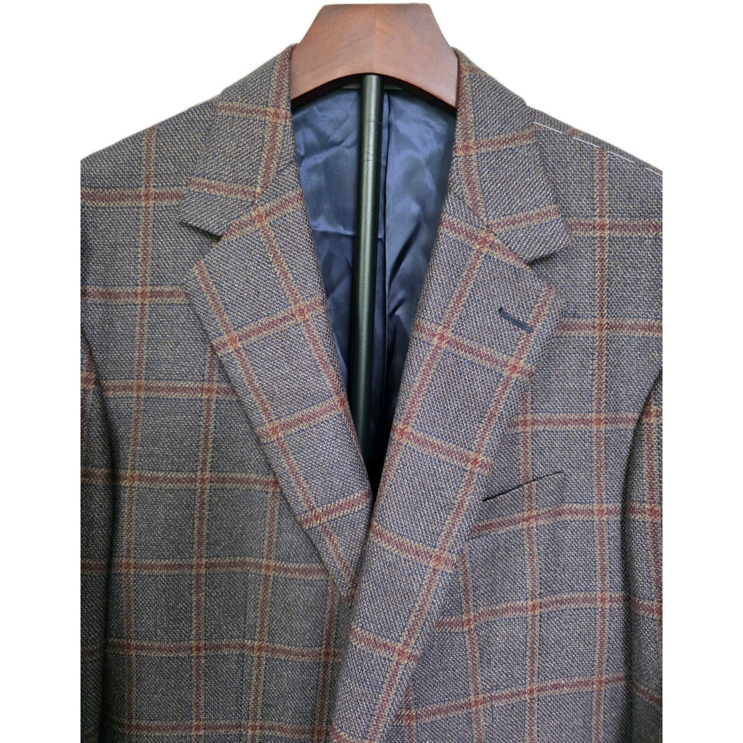Corneliani NWT Brown Blue Red Check Wool and Silk Prospect Sport Coat Jacket 48R
