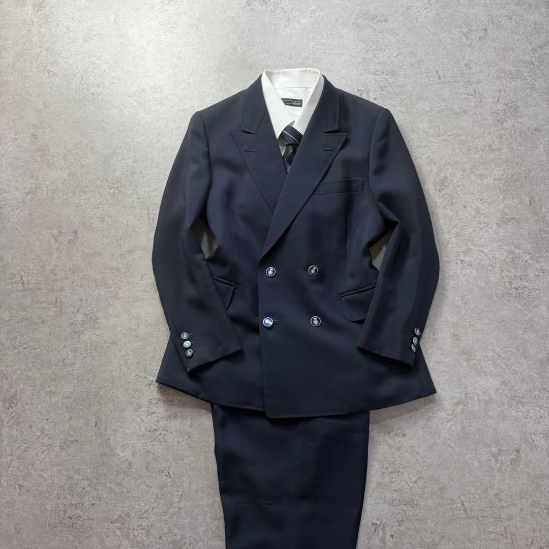 Vintage Men’s Navy Double Breasted 2 Piece Suit Red Lining Size S