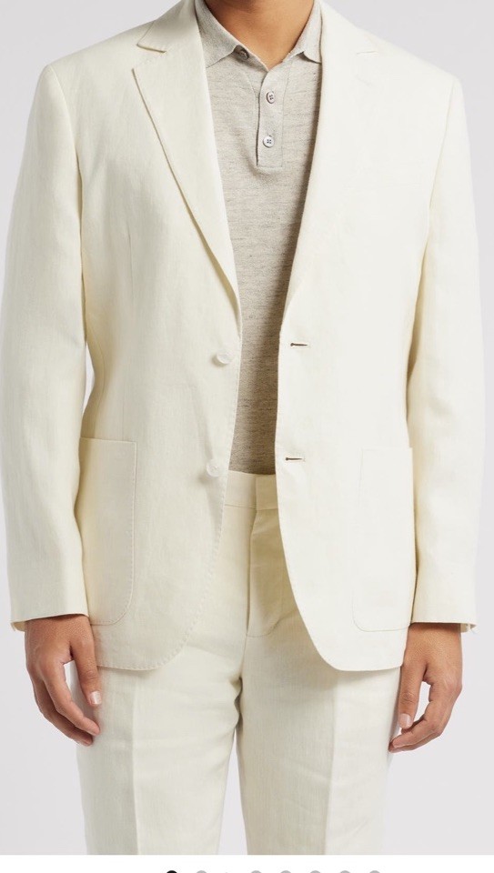 Nordstrom “HENRIK” Trim Fit Tessuti Sondrio Ivory Vanilla Linen Suit Size 40 R