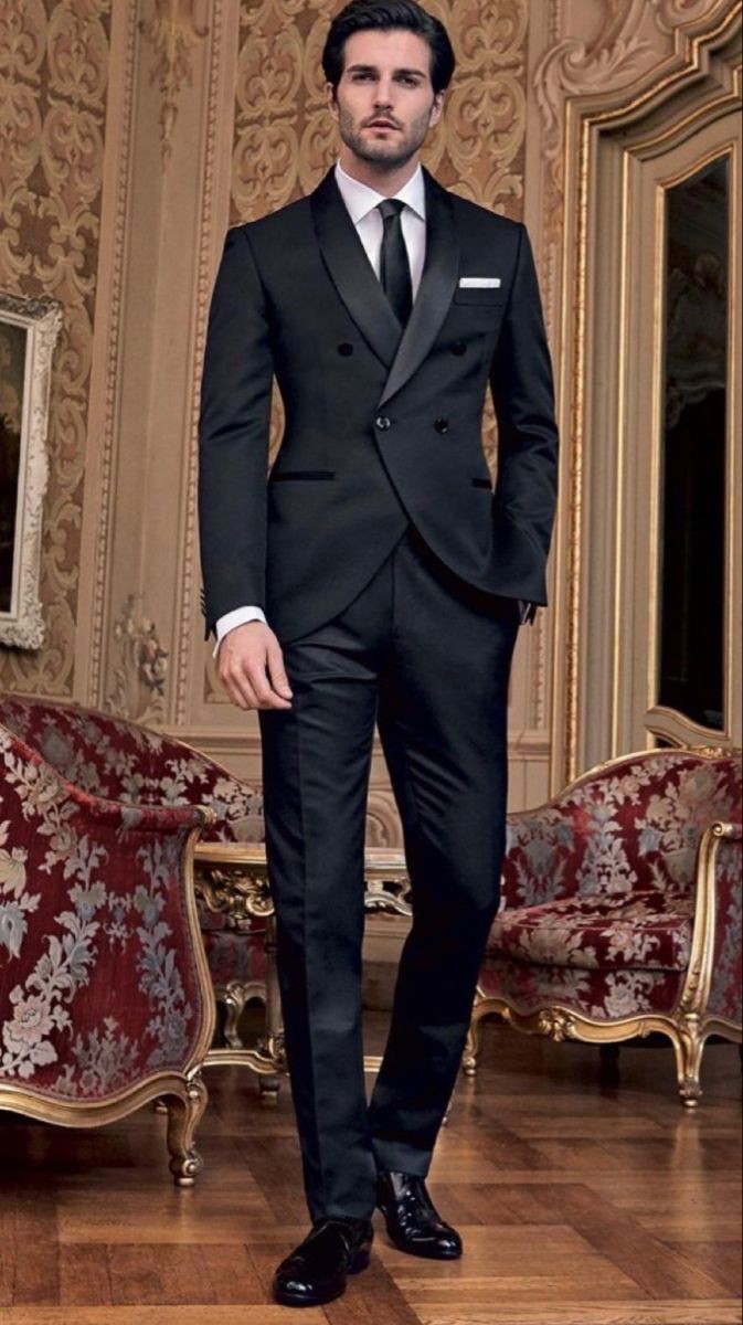 Doublebreasted Tuxedo Black Suit For Men Wedding Bespoke Tailored Fit Customise