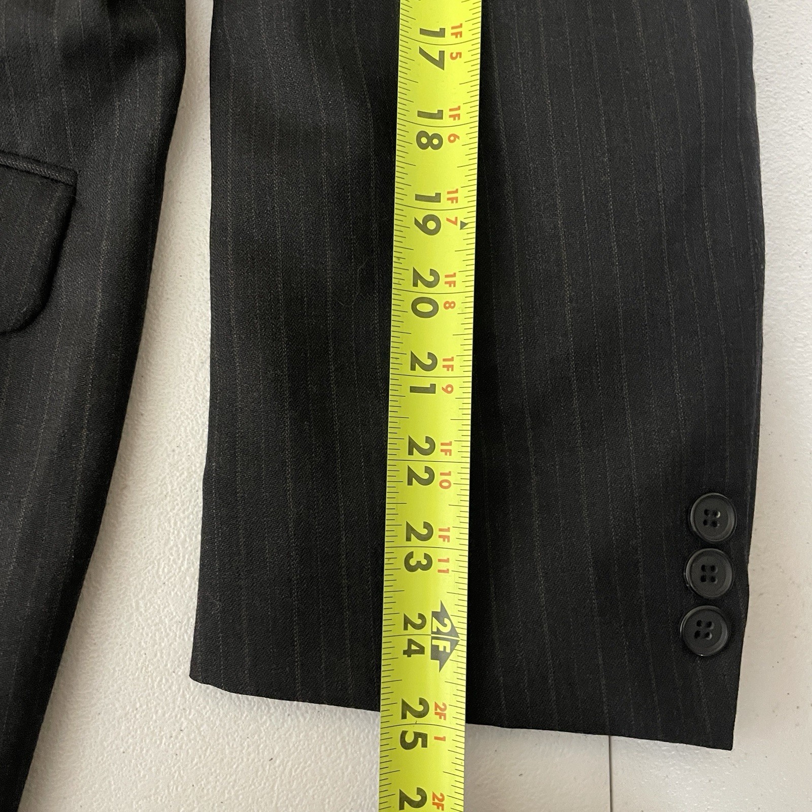 Andrew Fezza 2 Piece Suit Mens 46L 38×32 Brown Striped Wool Double Breasted Peak