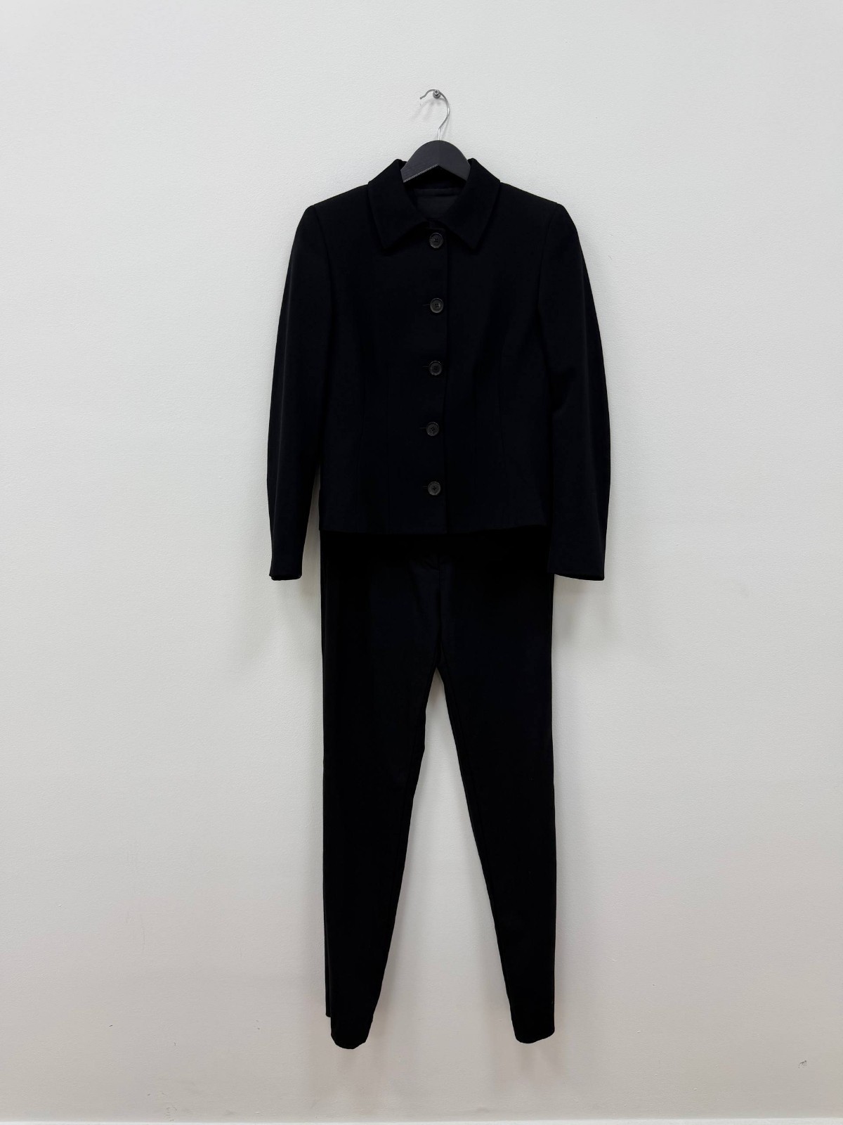 Vintage Prada Milano Black Virgin Wool Tailored Suit Made in Italy IT42