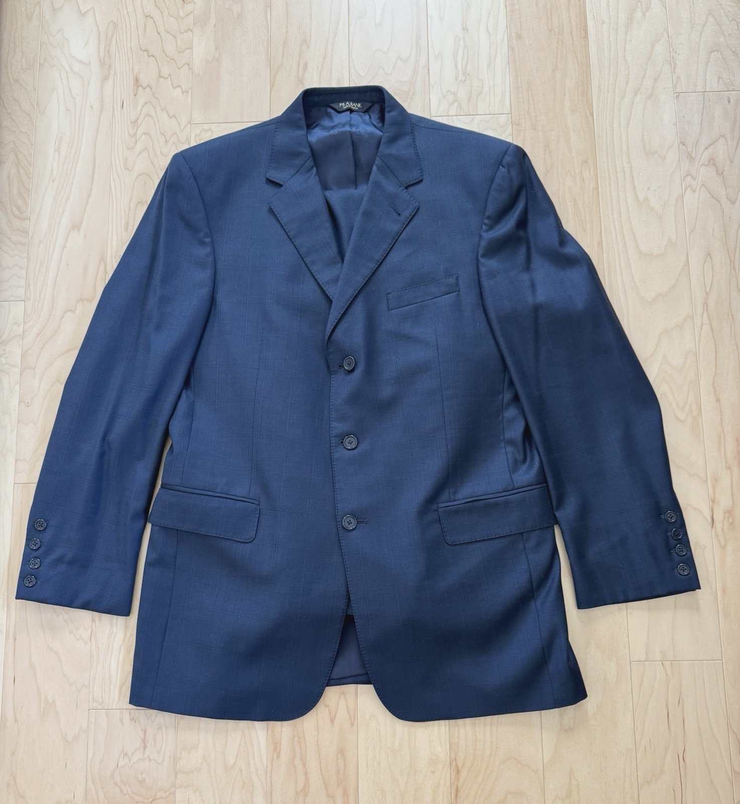 Jos A Bank Signature Gold 42L Navy Blue Wool 3 Button Suit Pants 36L 36W 34L