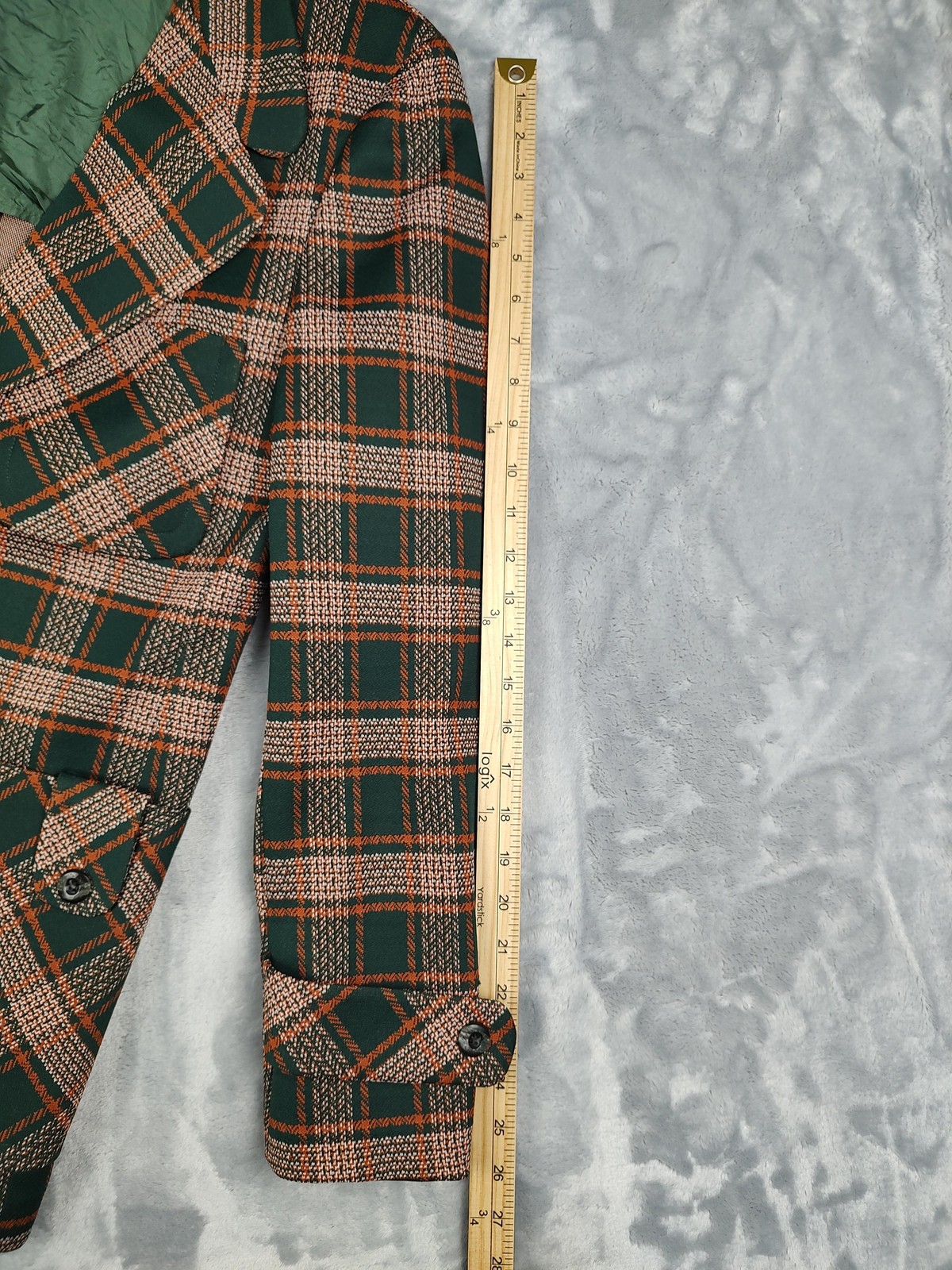 Vintage Ratner Clothes Blazer Mens 40 Green Plaid Polyester Sport Coat Retro 70s