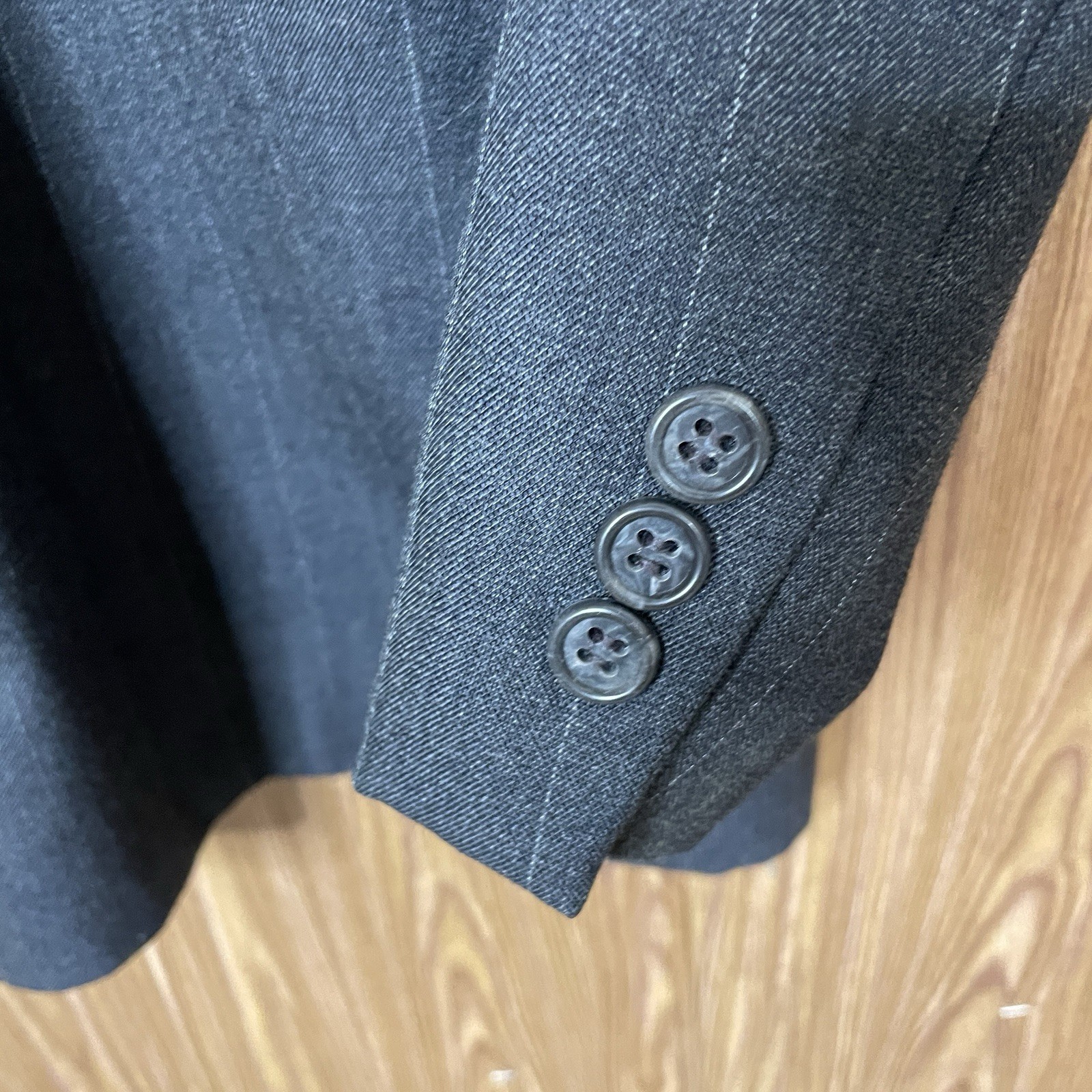 Executive Collection 2 Piece Suit Mens 44L 34×29 Gray Striped Double Breasted