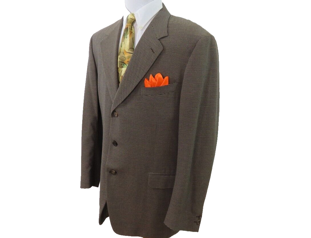 Canali Proposta Mens Pure Wool Houndstooth Italian Blazer Jacket Sport Coat 44 R