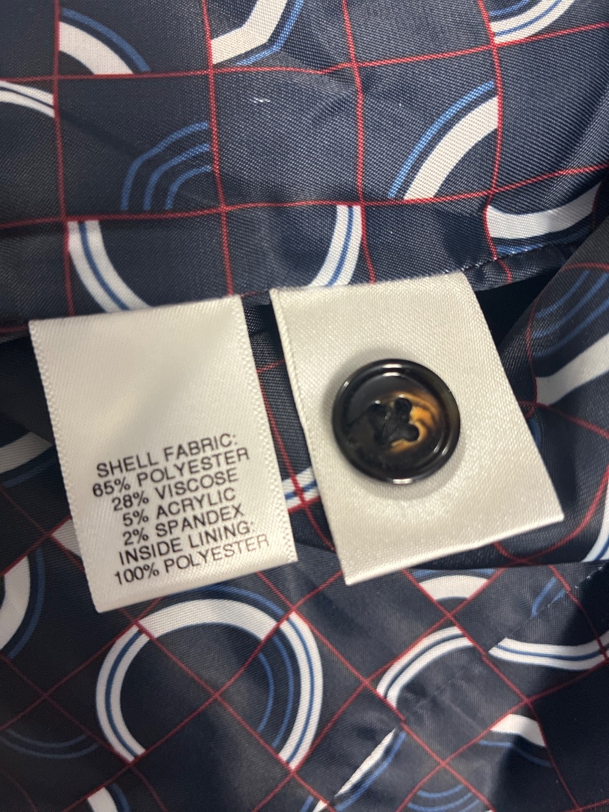 Murano Mens Navy Blue and Red Plaid Small Vest/ Mixed Cloth Vest