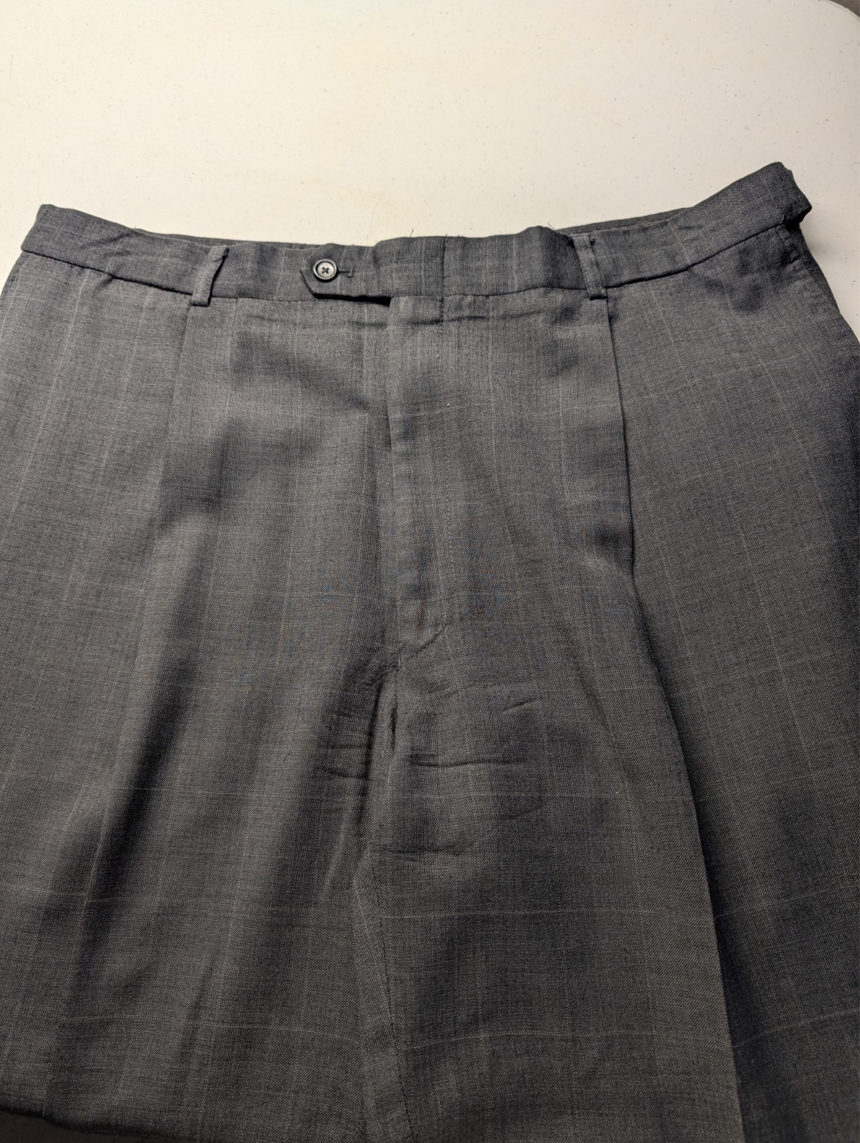 Jones New York JNY 2 Piece Suit Mens 46L 40×31 Gray Windowpane Check Wool Grid