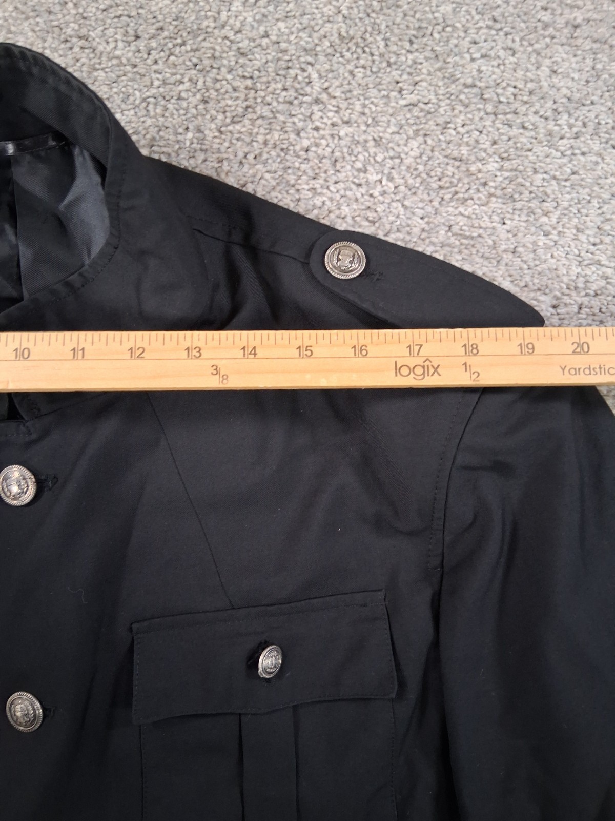 Inserch Mens Jacket XL Pants 38×26.5 Black Button Up Pockets Polyester Blend