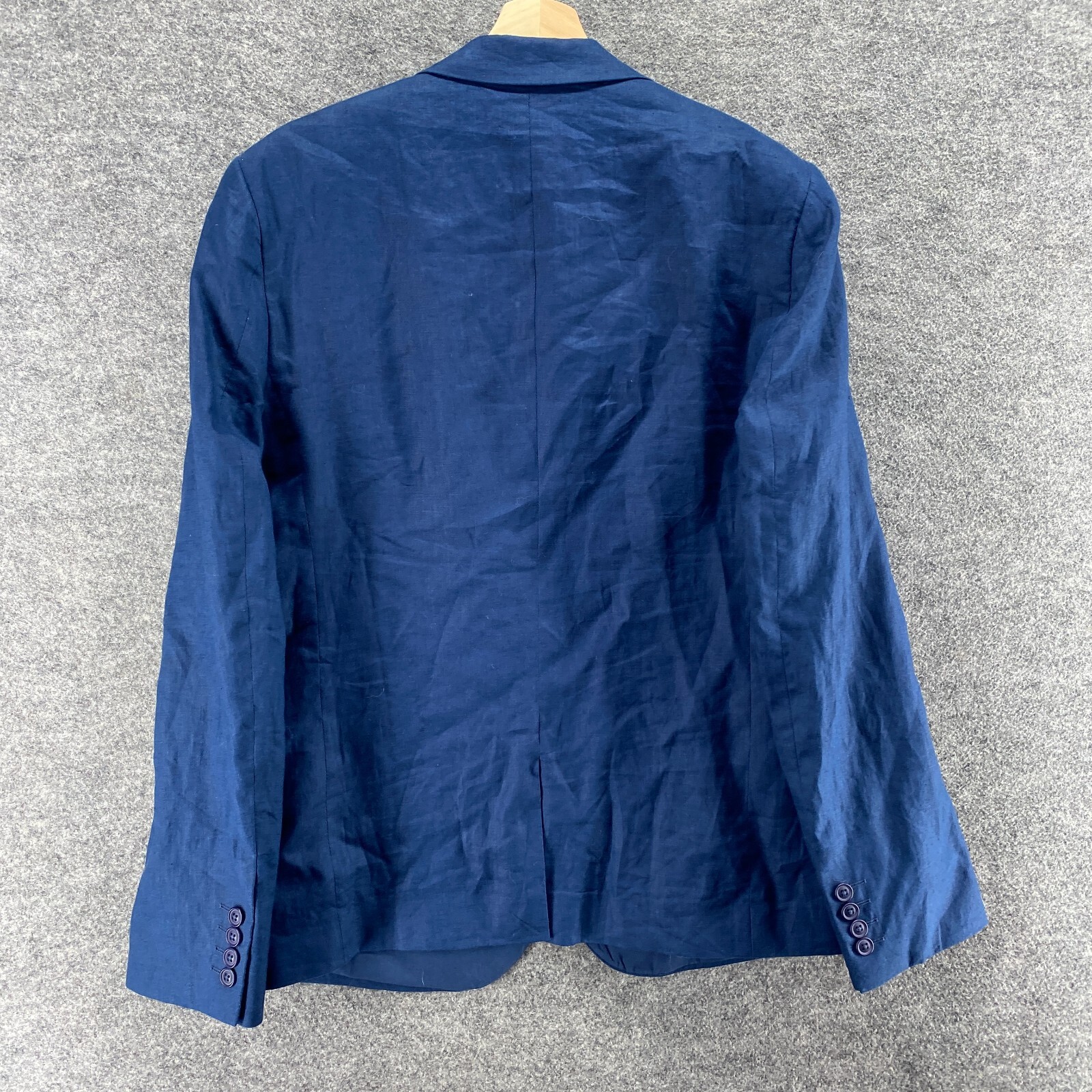 Asos Blazer Men 40 Blue Button Up Collared Long Sleeve Linen Lined Regular Fit