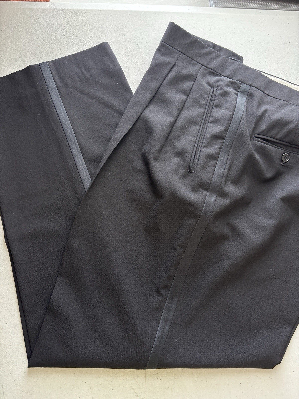 Tuxedo Mens 48R 40×30 Black Wool 2 Piece Suit Jacket Pants Set Union USA Vintage