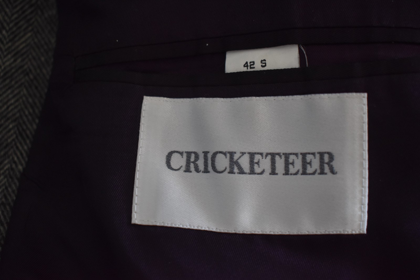 Men’s Cricketeer Sports Coat Blazer, Purple Lining, Sz. 42 S, Made in Colombia