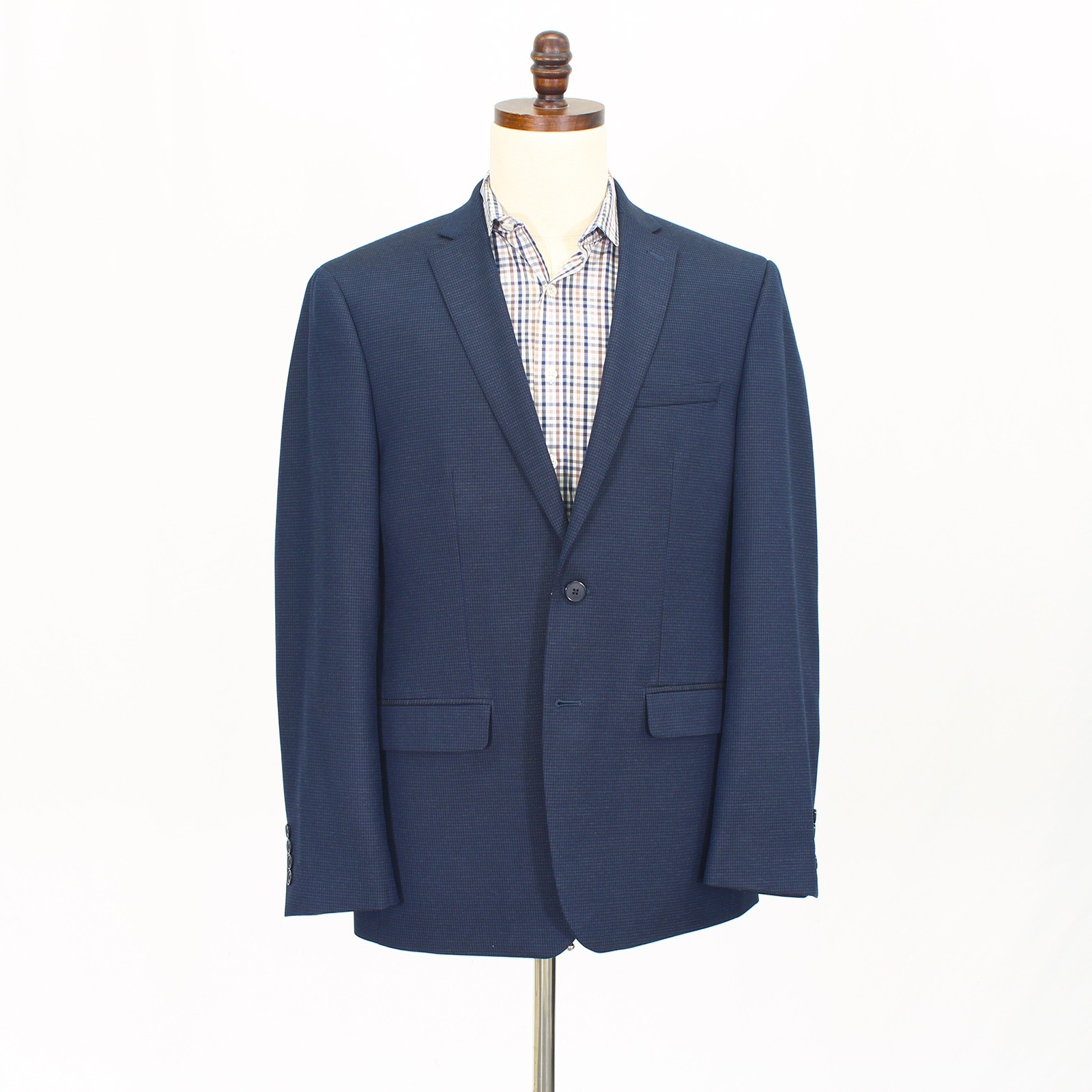 Van Heusen 42R Navy Sport Coat Blazer Jacket HT 2-Button Polyester
