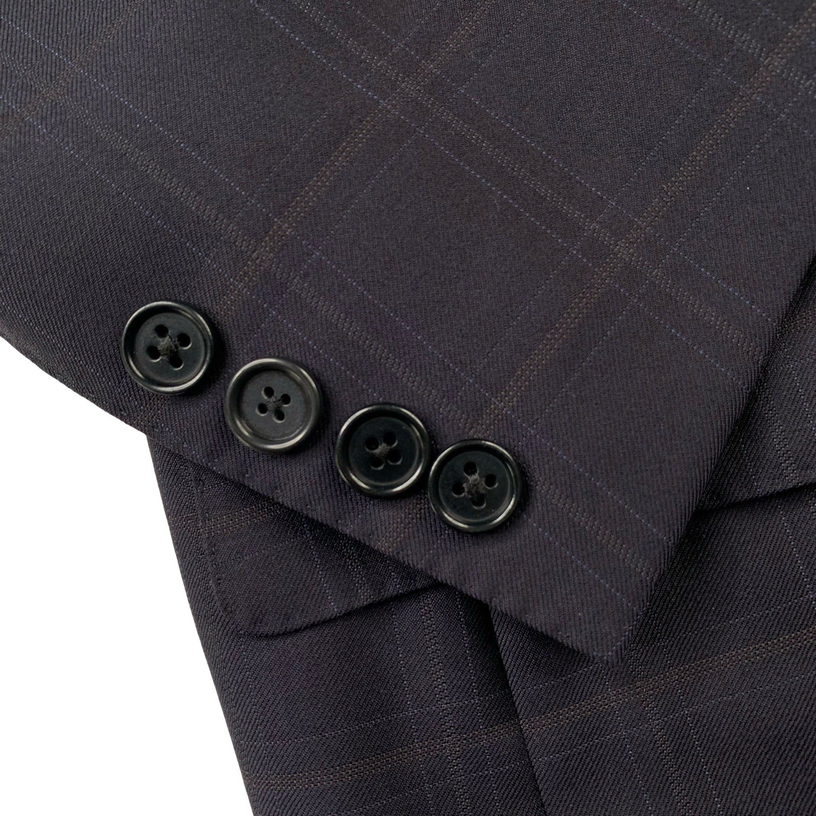 Mens 44 R Canali Blue Label ” Classic Cut ” Navy Blue Windowpane Plaid Suit