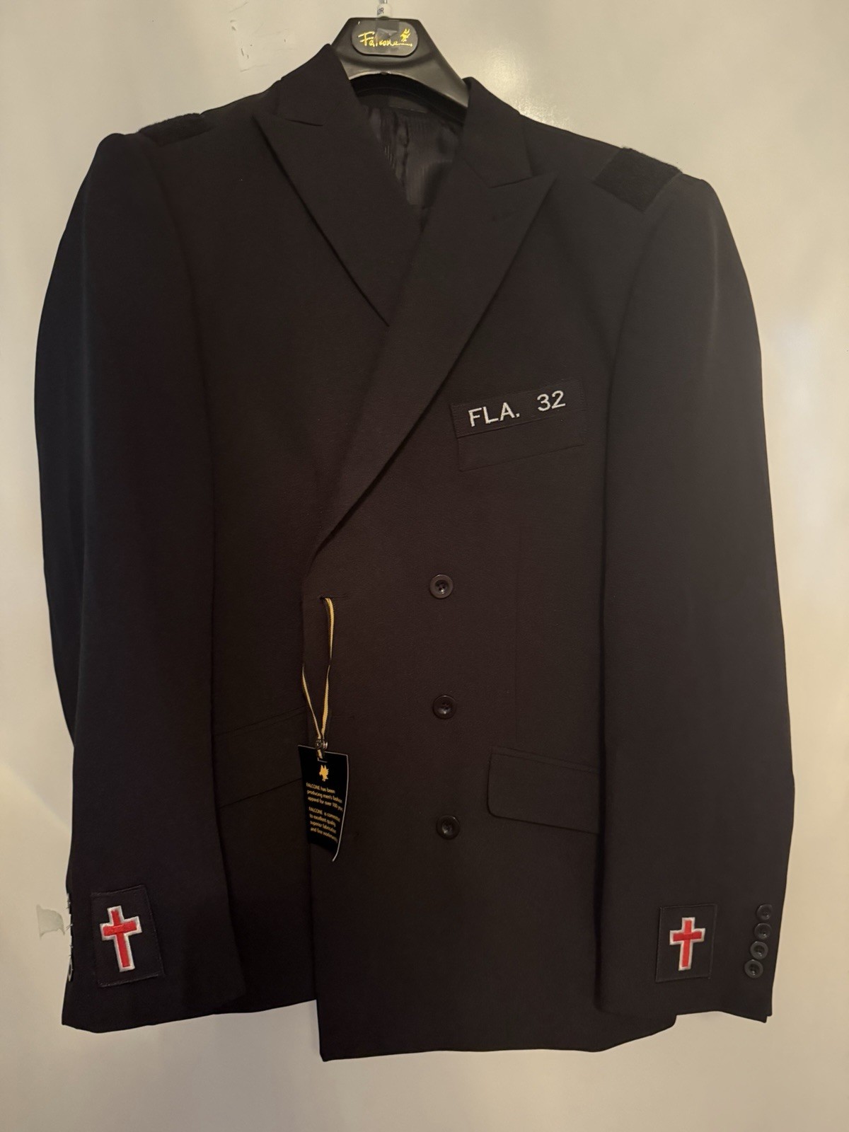 Falcone Uomo Collezione Knights Templar Masonic Blazer Jacket 42R Black NWT