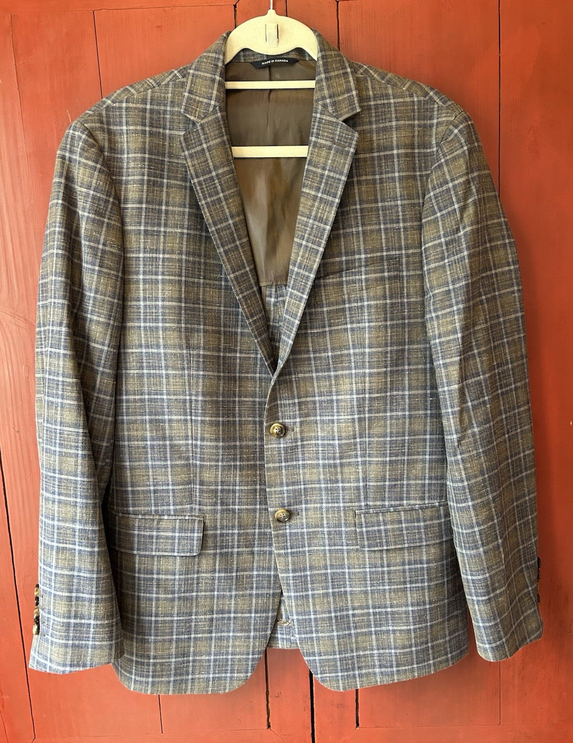 Vintage Ralph Ralph Lauren Blue Label Plaid Sport Coat Wool/Silk/Linen Size 40R
