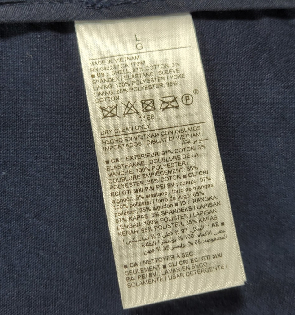 Old Navy Men’s Sport Coat Blazer Two Button Navy Blue Cotton Spandex Size LARGE