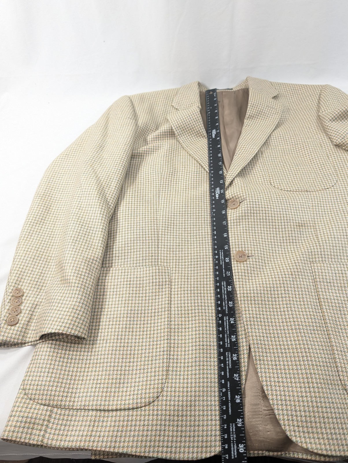 Samuelsohn Steven Giles Blazer Mens 42R Silk Ivory Green Suit Jacket Sport Coat
