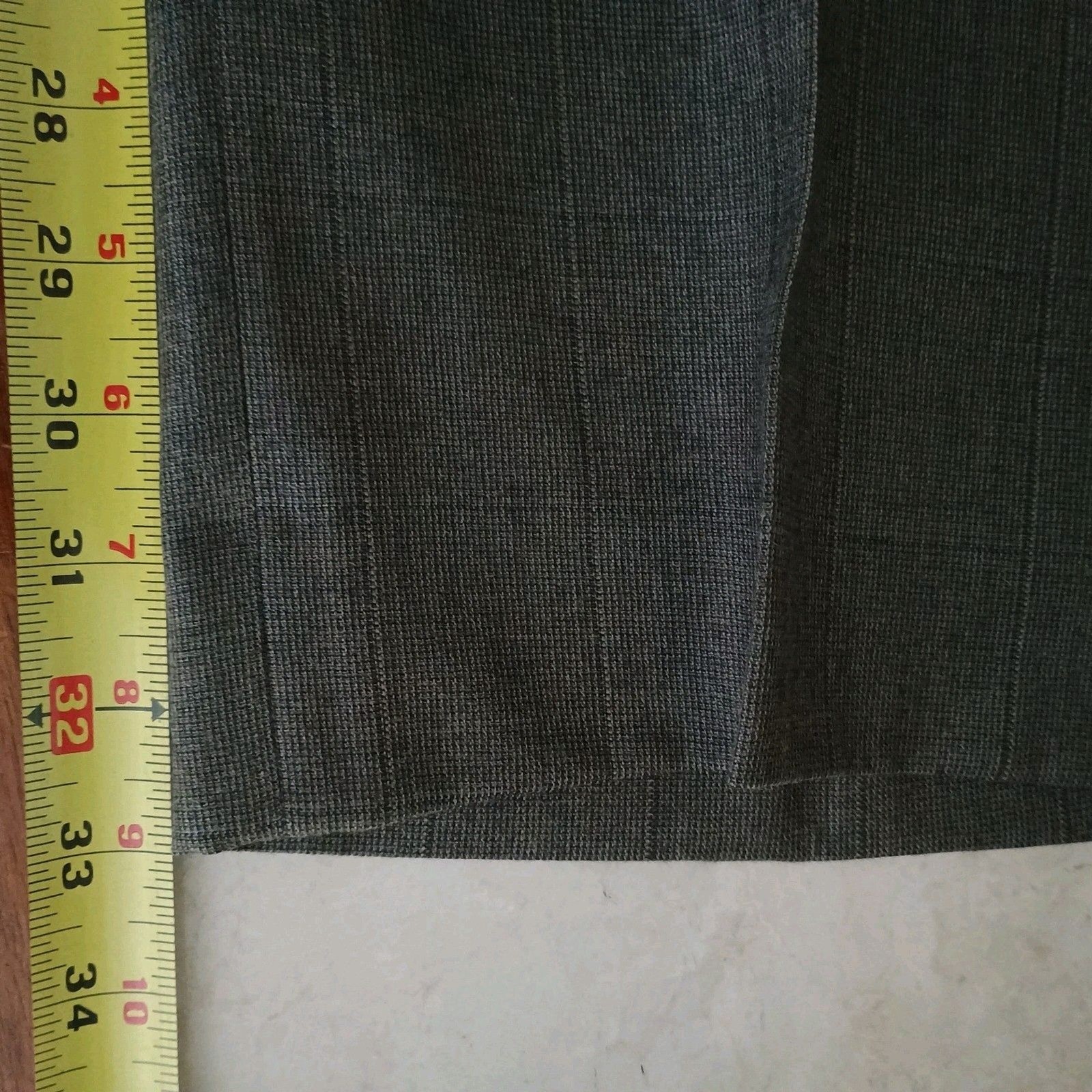 Rue Royal By Nino Cerruti Mens Suit Wool 42L Taupe Windowpane 90s Vintage 36×33