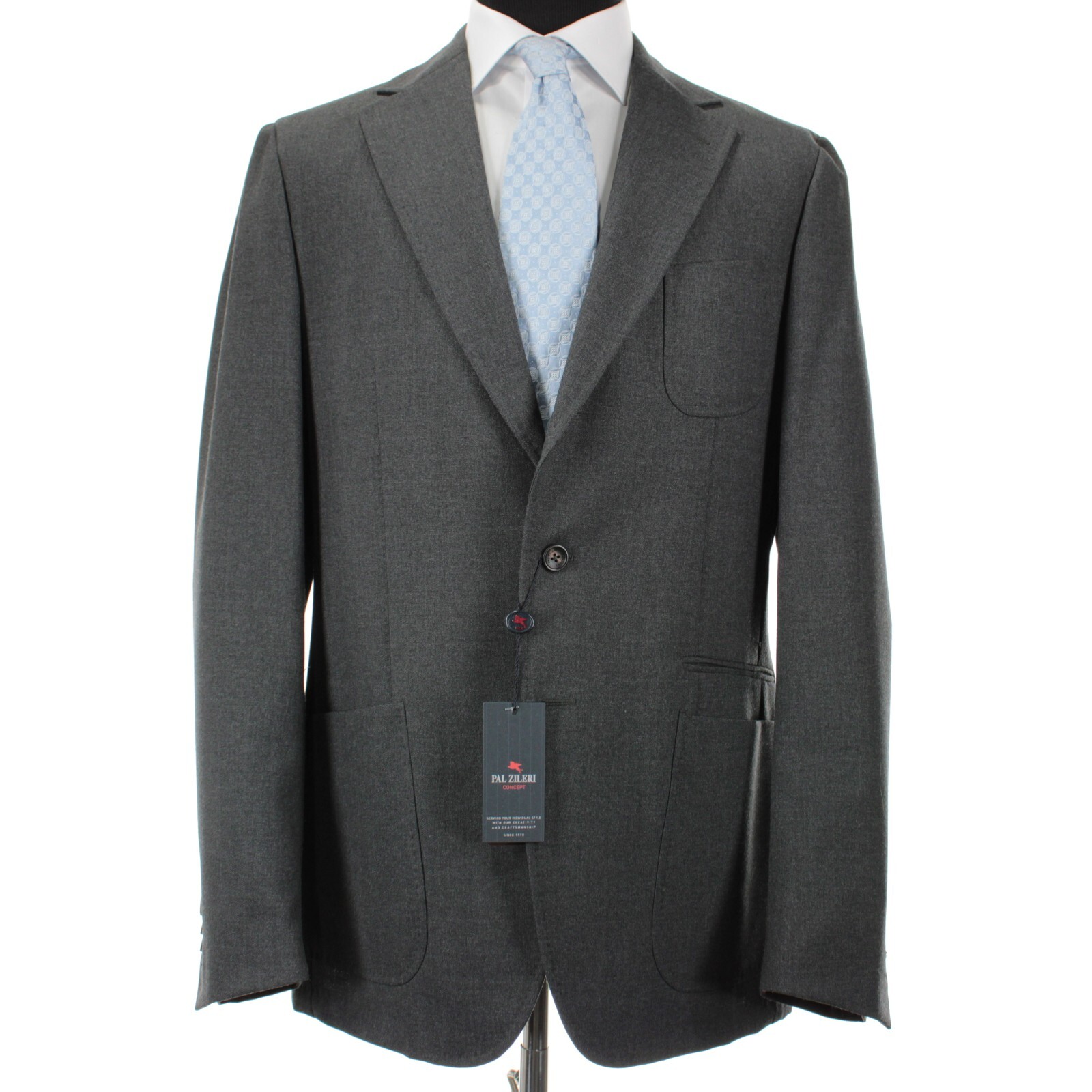 Pal Zileri Concept NWT 100% Wool Suit Size 54L (44L US) In Solid Gray