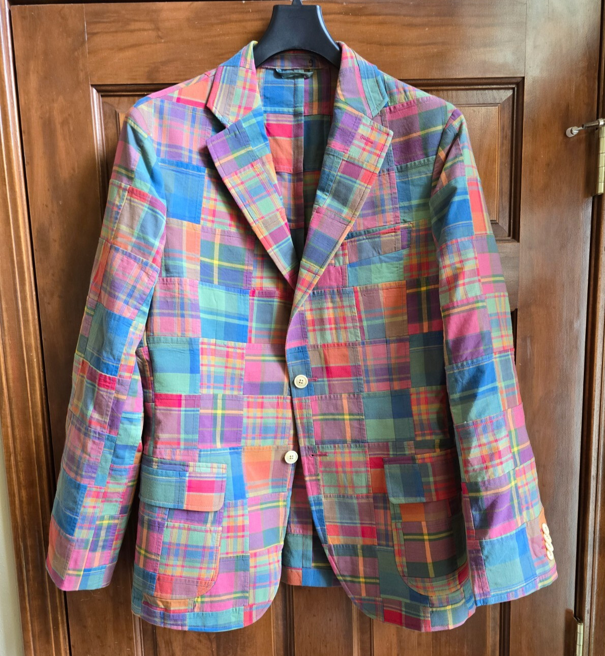 NWT J. McLaughlin McCown Patchwork Sportcoat Blue/Orange/Coral Multicolor