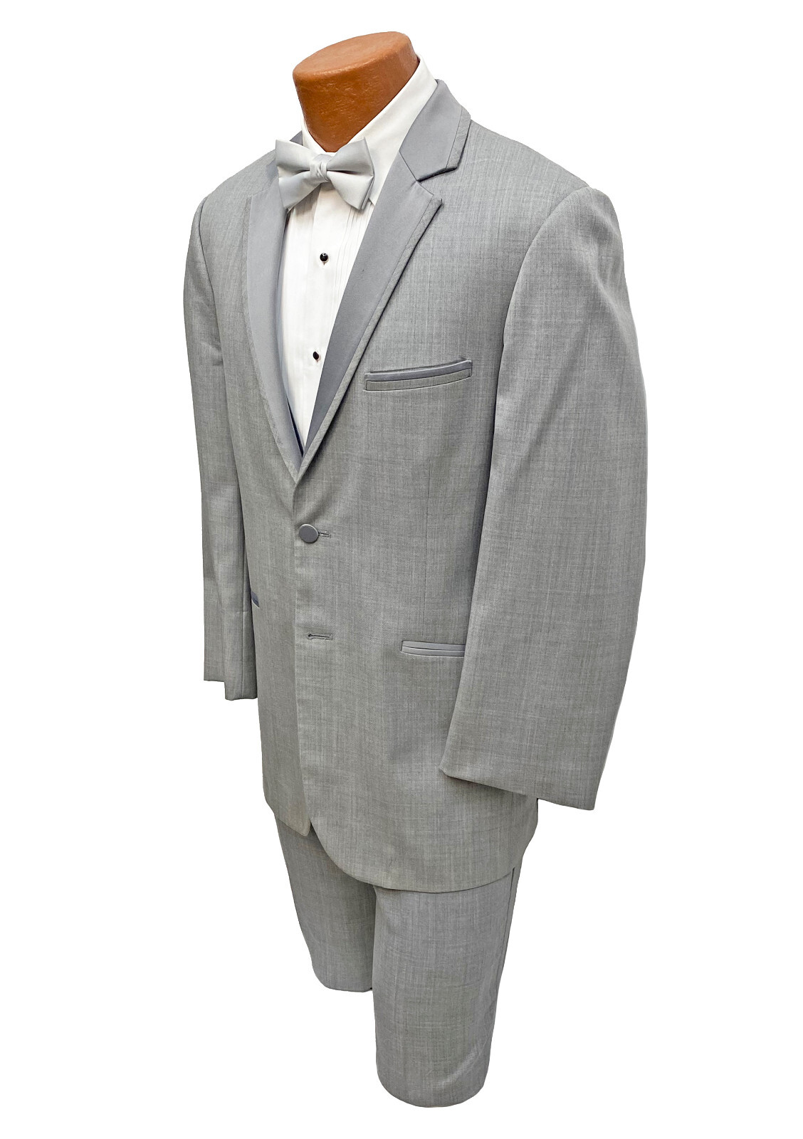 Jean Yves Twilight Men’s Heather Grey Tuxedo 3 Piece Suit with Vest Size 46R 40W