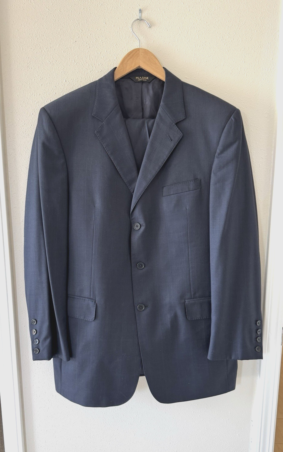 Jos A Bank Signature Gold 42L Navy Blue Wool 3 Button Suit Pants 36L 36W 34L