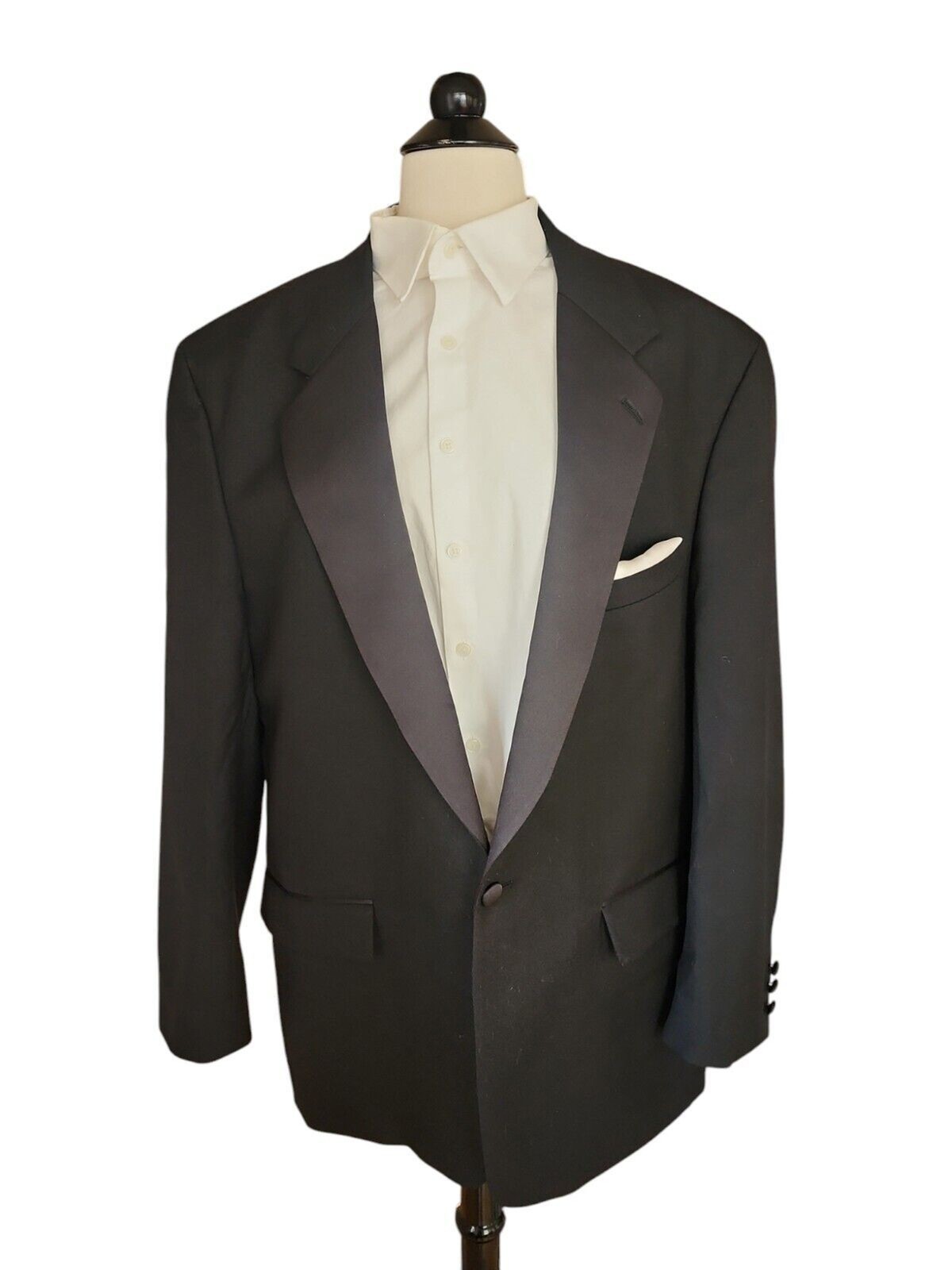 Brooks Brothers Tuxedo Jacket Men’s Size 45L Vintage ’97 Black Tie Wedding *Flaw