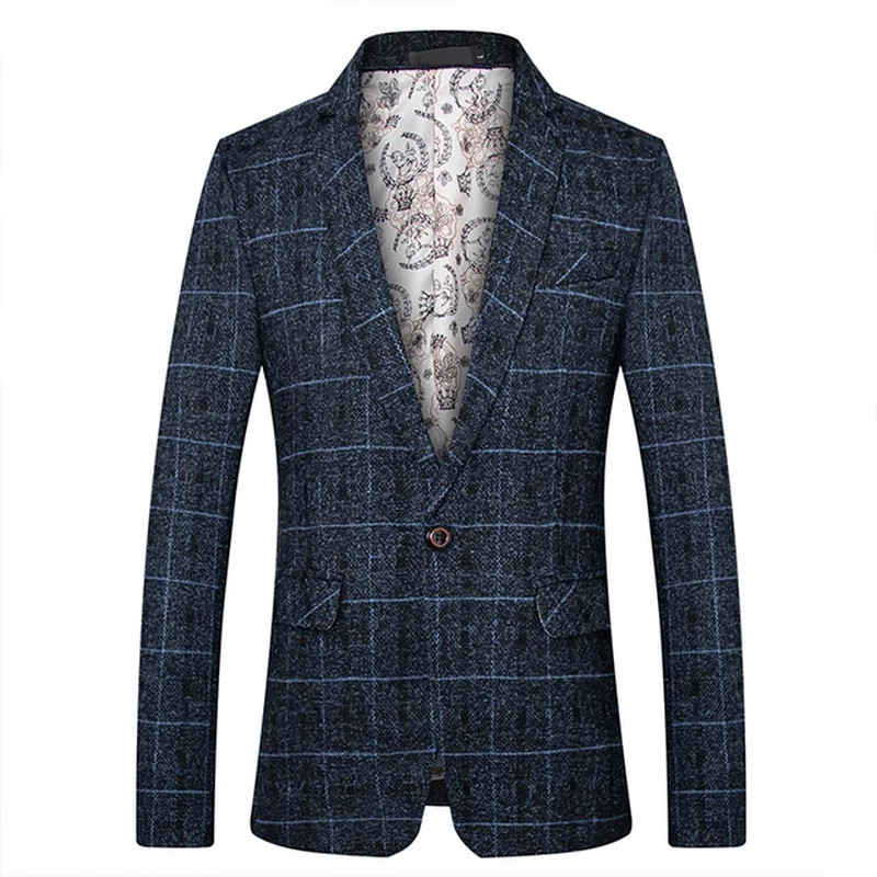 M-5XL Work Suit Coat Casual Business Professional Formal Plaid Wear For Men NEW