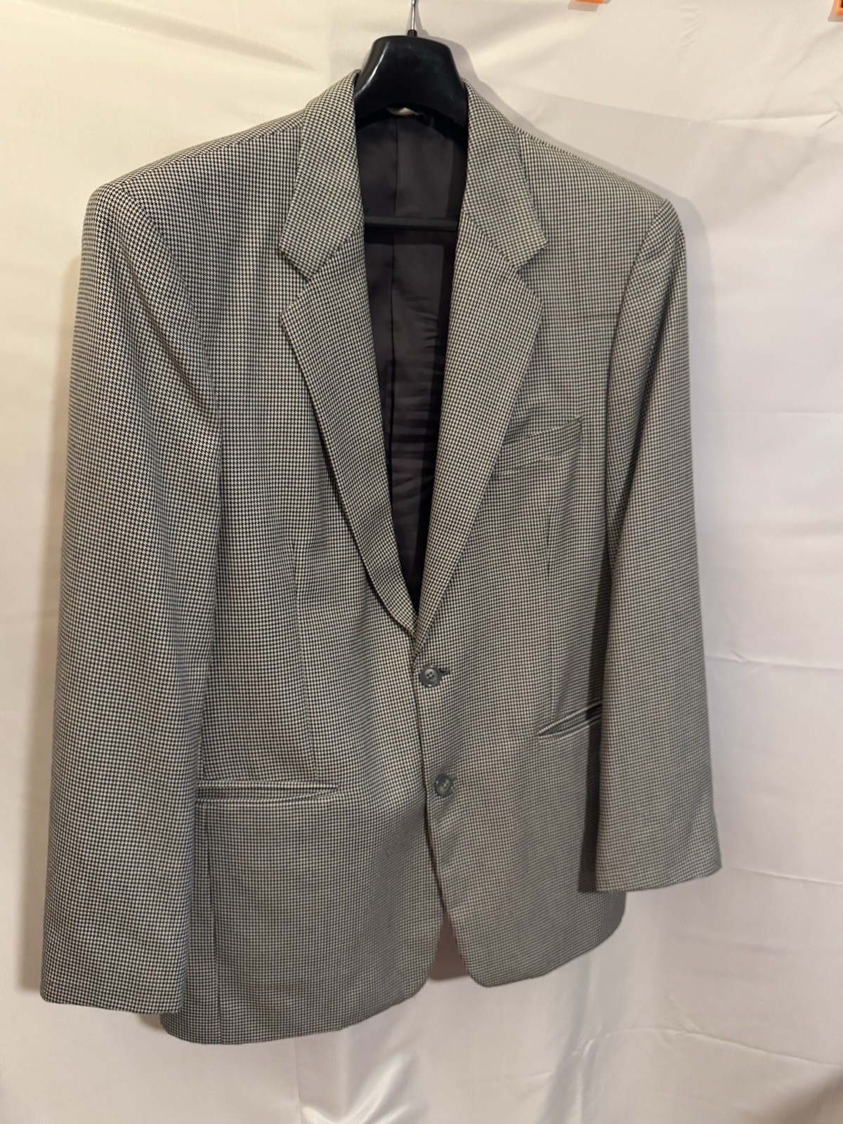 VTG Narry’s Houndstooth Sport Coat Blazer Men’s 42R 44R Black White Check Jacket