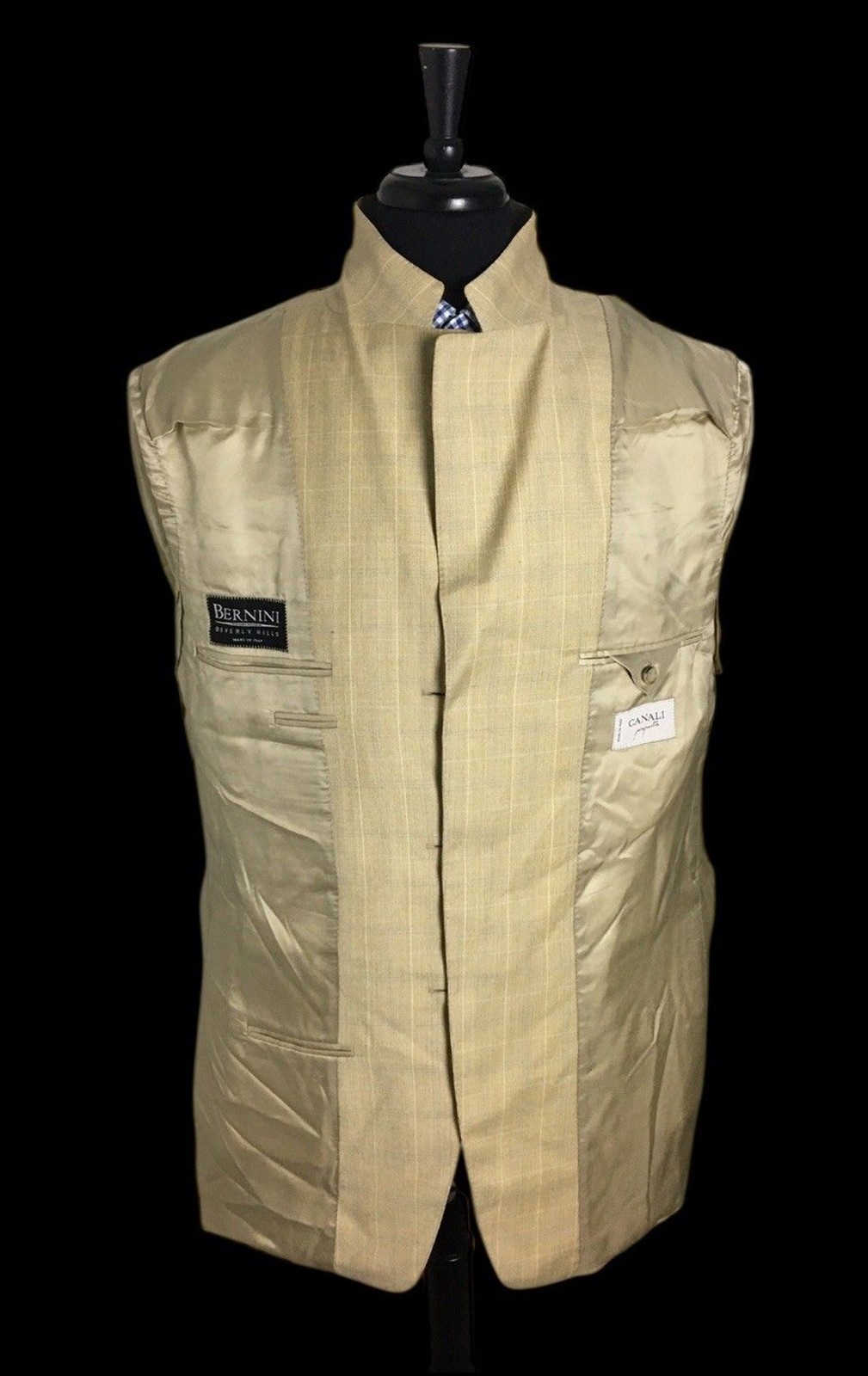 Canali Mens Brown /Blue Check Wool Sport Coat Blazer Jacket Size IT 54L / US 44L