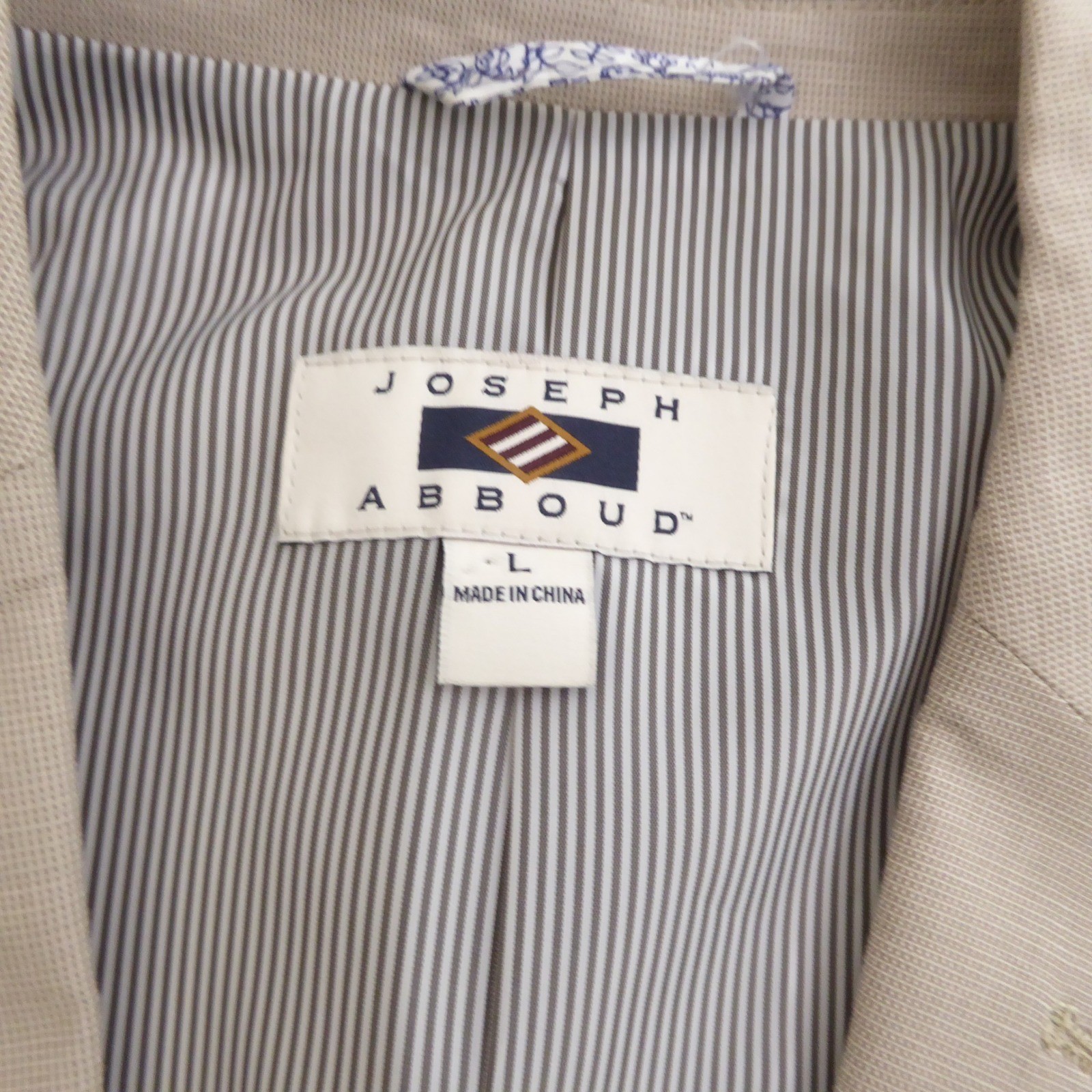 Joseph Abboud Mens Sport Coat Tan Cotton Spandex Two Button Blazer Large