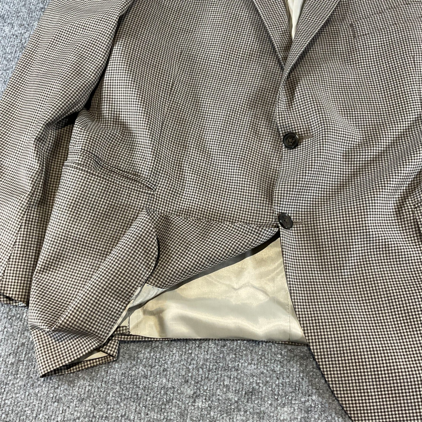 Peter Millar 48R Sport Coat Blazer 100% Wool Brown Houndstooth Two Button Mens
