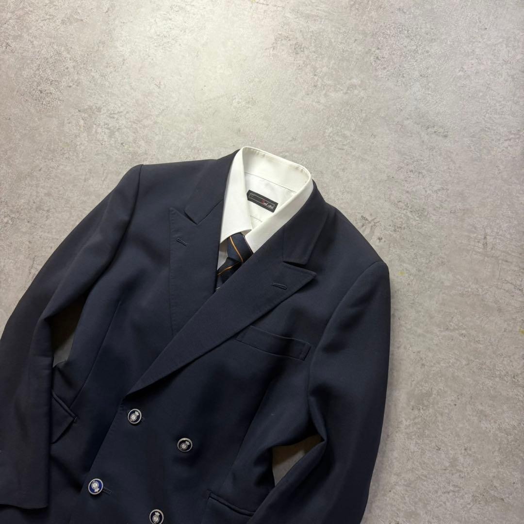 Vintage Men’s Navy Double Breasted 2 Piece Suit Red Lining Size S