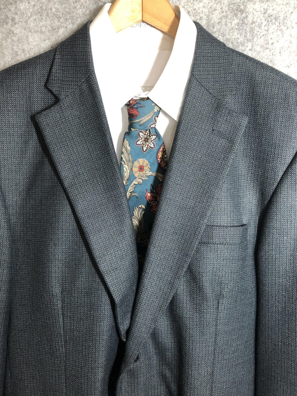 Haggar Blazer Mens 44R Gray Polyester Wool Tweed Sport Coat Jacket Classic