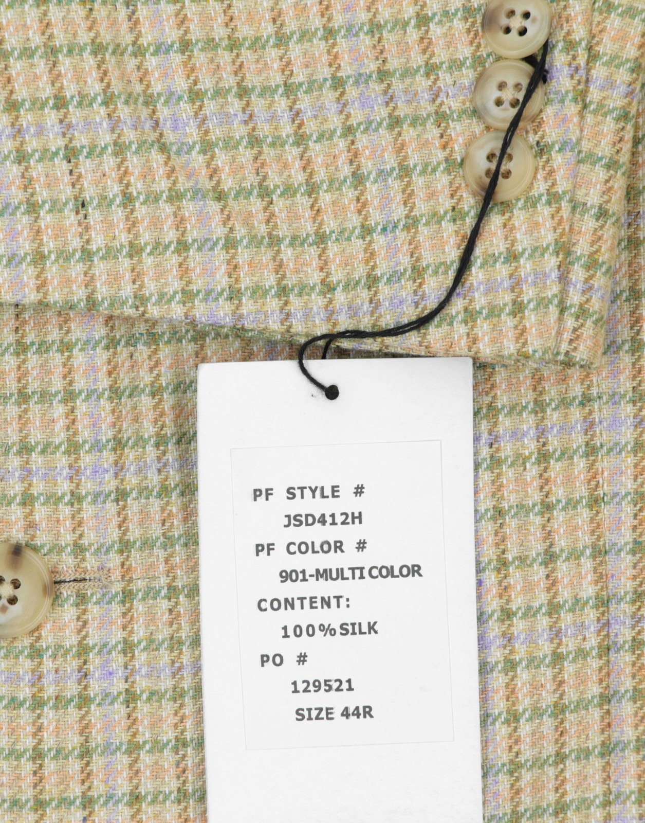 NWT Men’s 44 R Paul Fredrick Houndstooth Lanificio di Pray 100% Silk Sport Coat