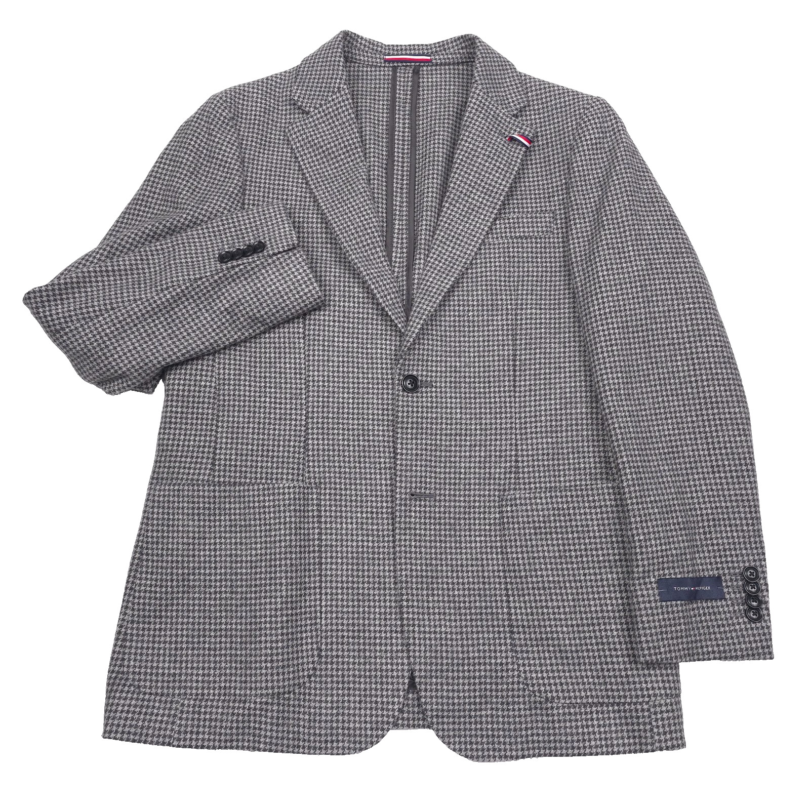 Tommy Hilfiger Jeremy Sport Coat Mens 42S Modern Gray Houndstooth Blazer Jacket