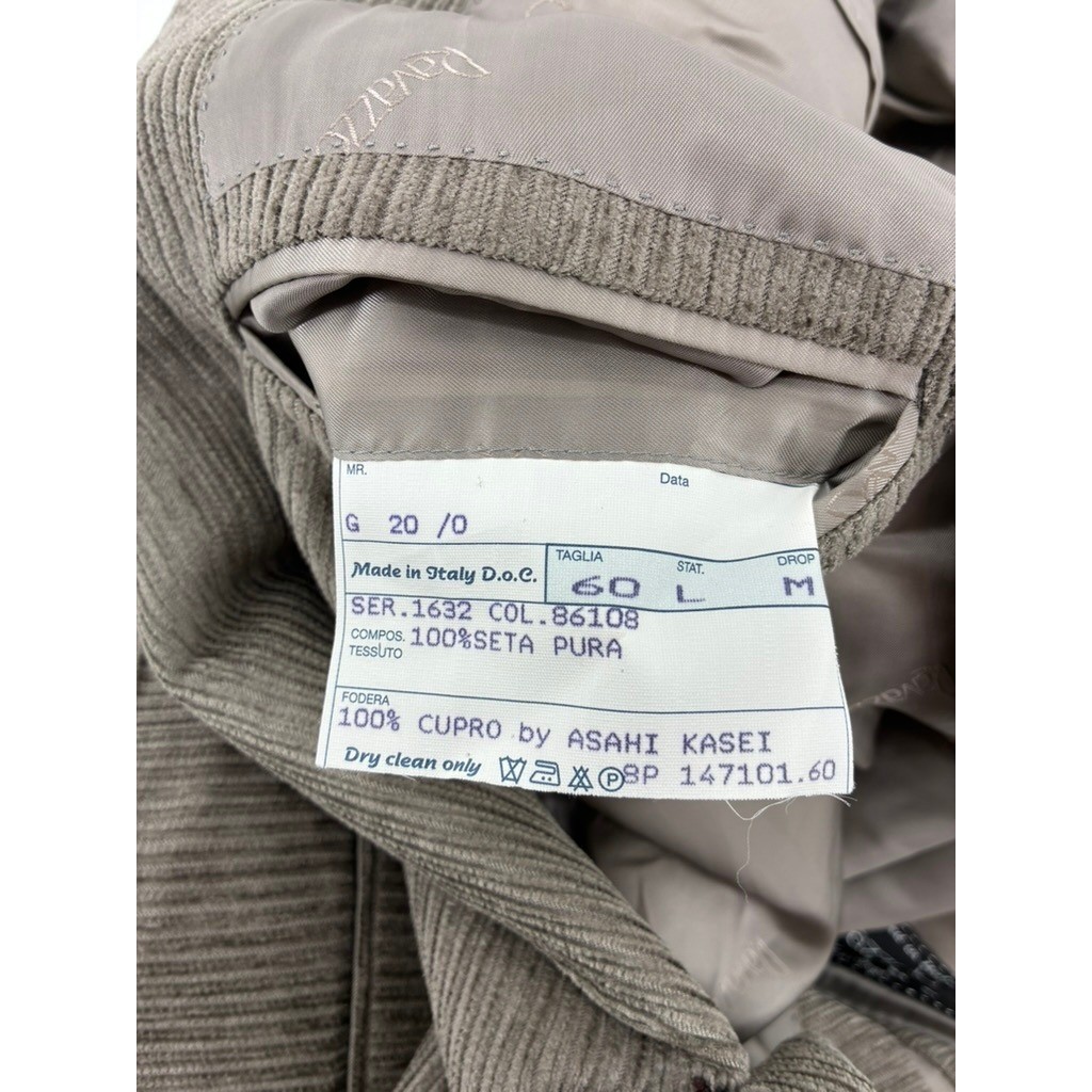 Ravazzolo Italy 100% Silk Corduroy Sport Coat Blazer Mens 60 Taupe Hand Tailored