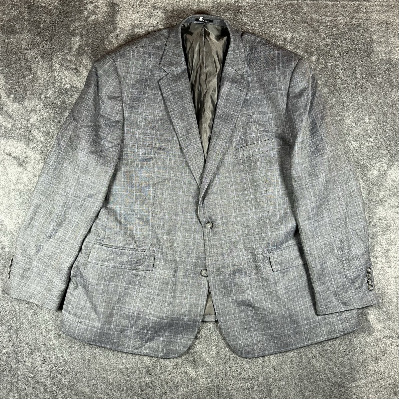 Joseph & Feiss Blazer Men’s 54R Gray Plaid Check Wool Sport Coat Gold
