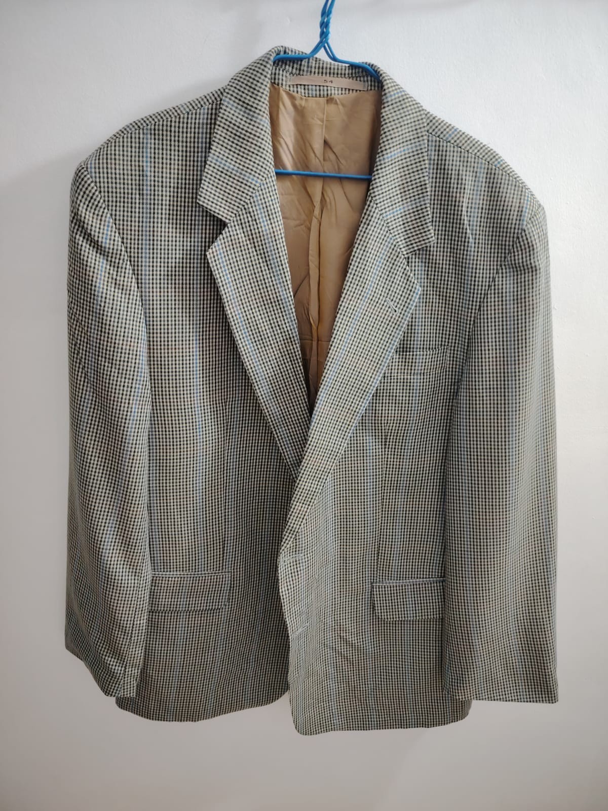 Vintage Men Glen Plaid Check Wool Blend Suit Jacket Blazer Coat Size 54 / 44R