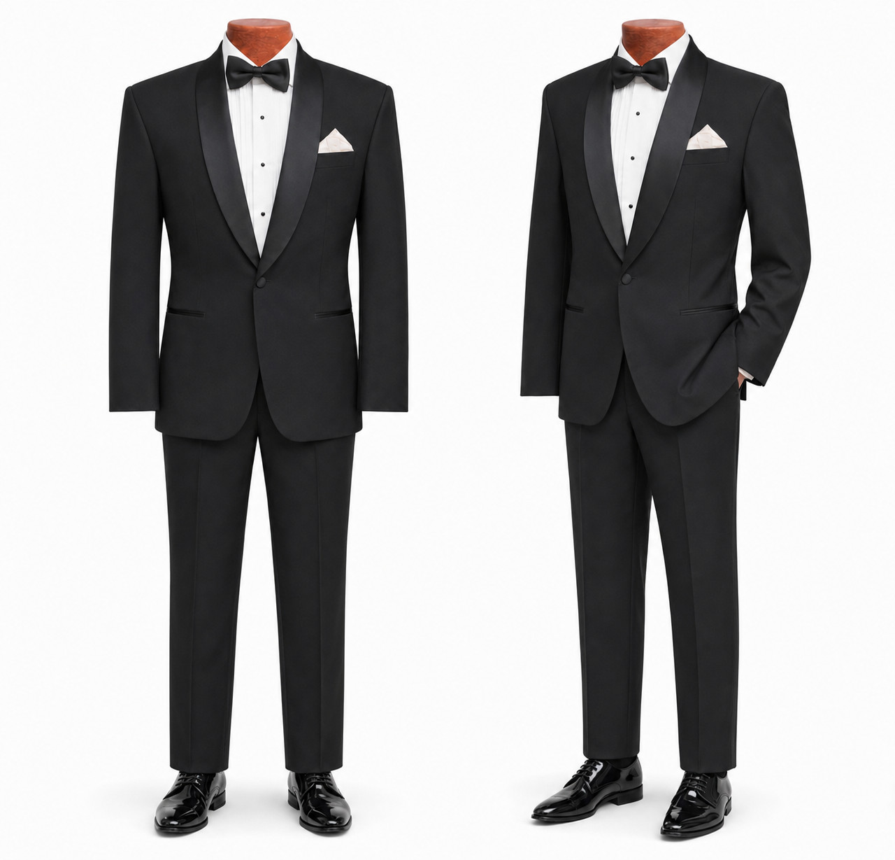 Black Shawl Lapel Tuxedo Package Wool Flat Front Complete Formal Set 42R 35W