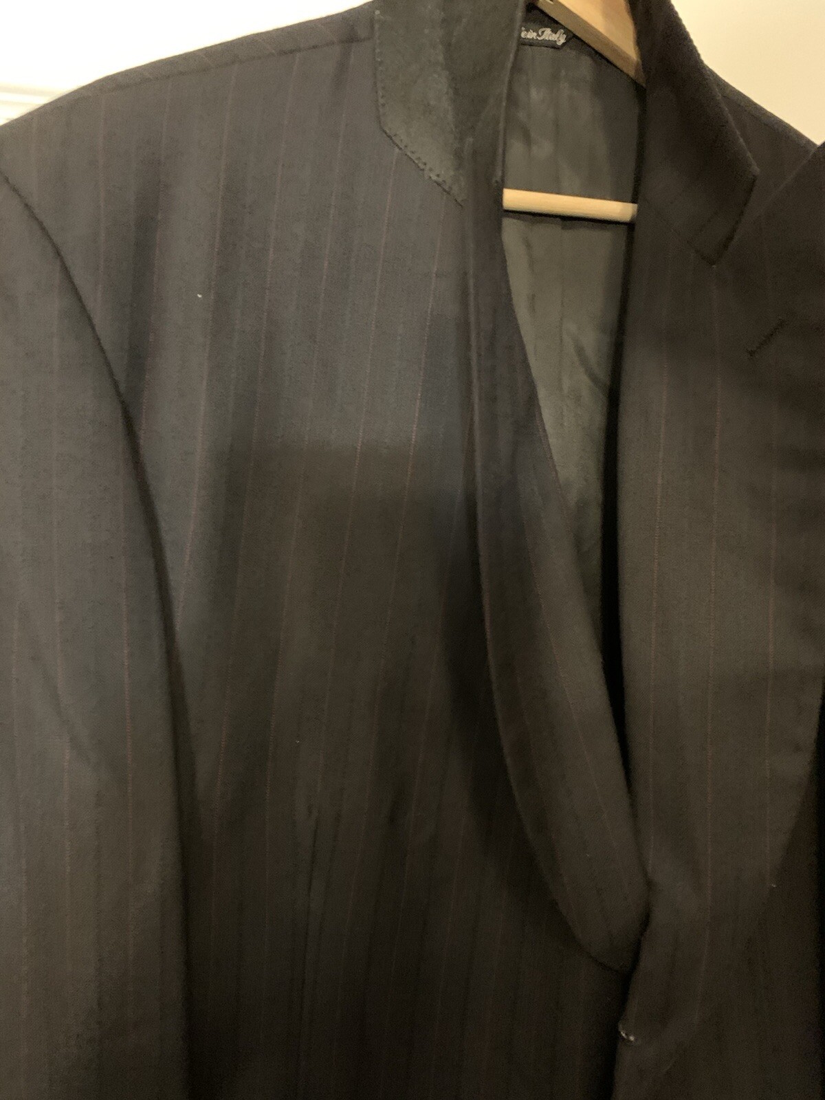 Luigi Cardini Mens Sz 54 Italy Black Striped Wool Blazer Jacket