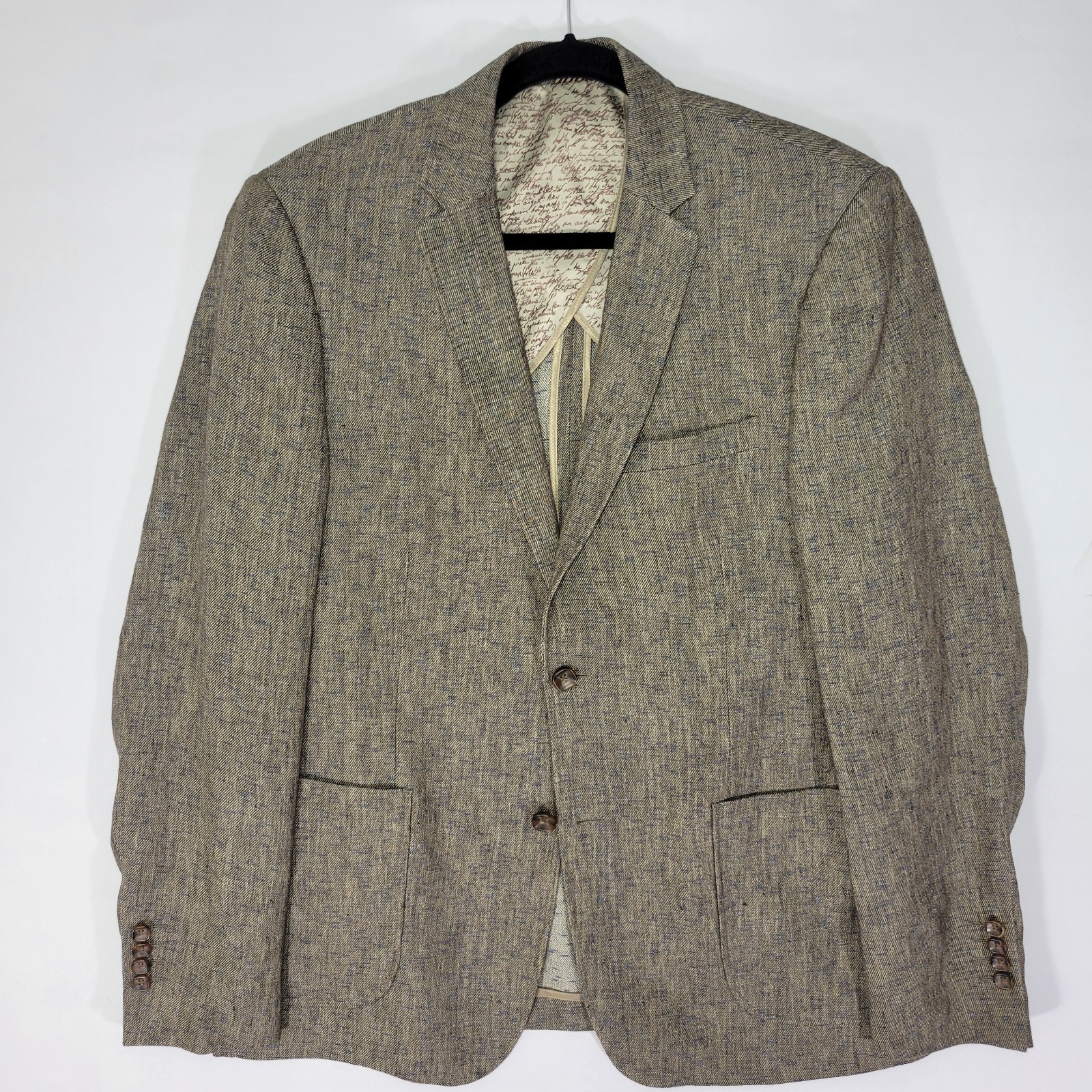 1 Like No Other Men’s Sport Coat Blazer Two Button Olive Linen Blend Size 42L
