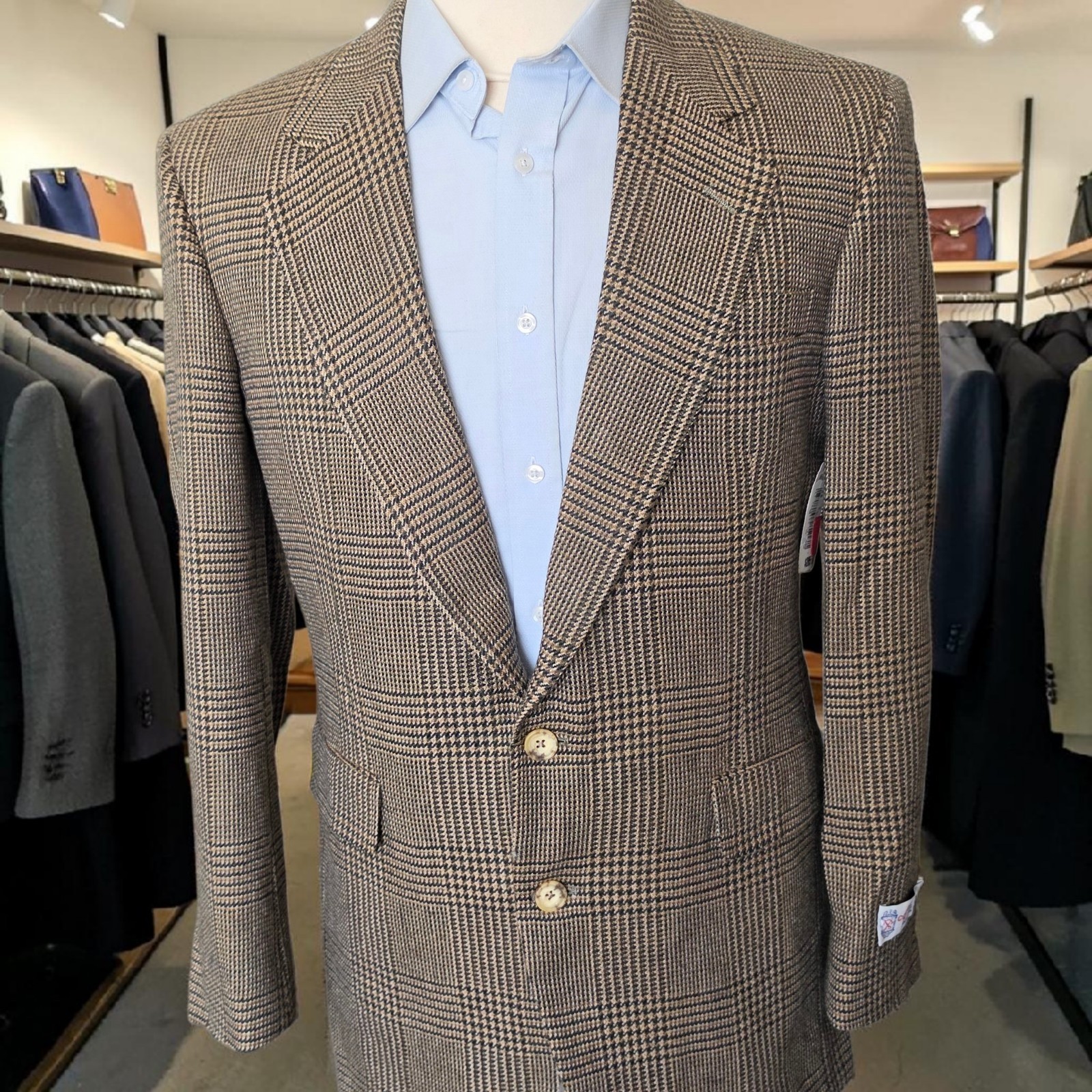 New Vintage Corbin Blazer 40L Full Canvas Soft Woven Wool Tweed 1990s Checked
