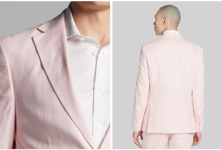 Tommy Hilfiger Mens Modern fit Linen Jacket Blazer 40 Short Pink Solid Stretch