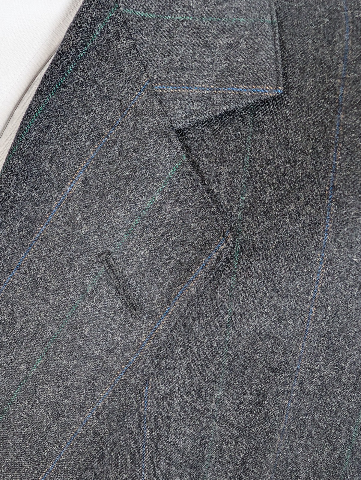 Lacrosse Vintage 2 Piece Suit Mens 44S 38×29 Gray Purple Green Stripe